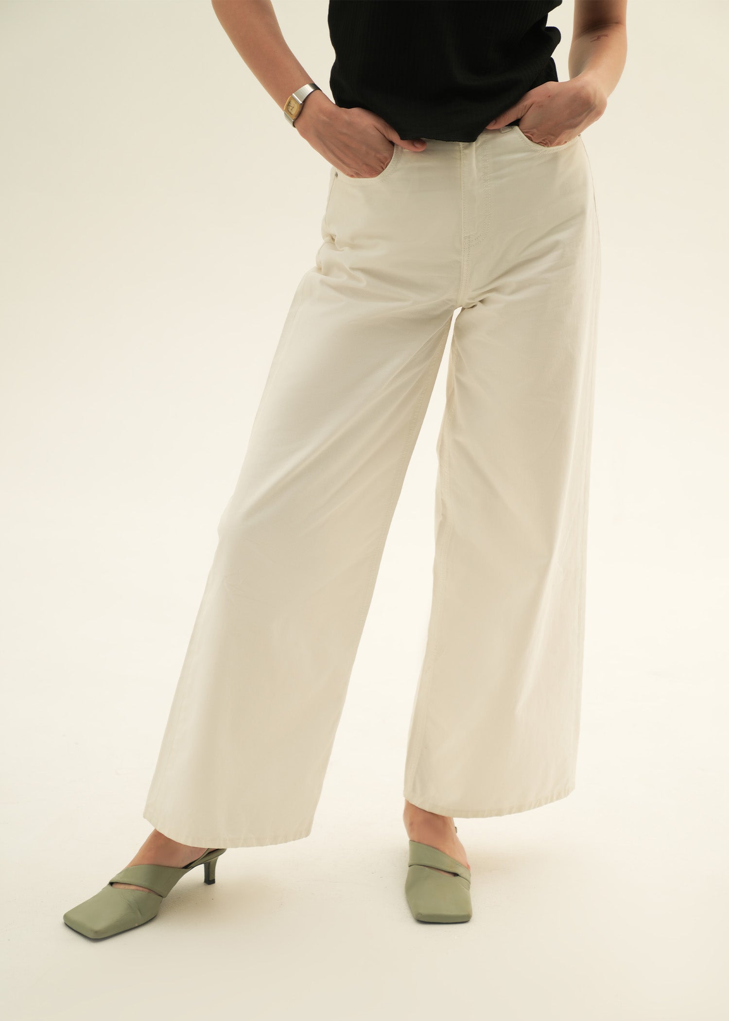 NishatUK - White Solids  Cotton 1-piece ready to wear Denim