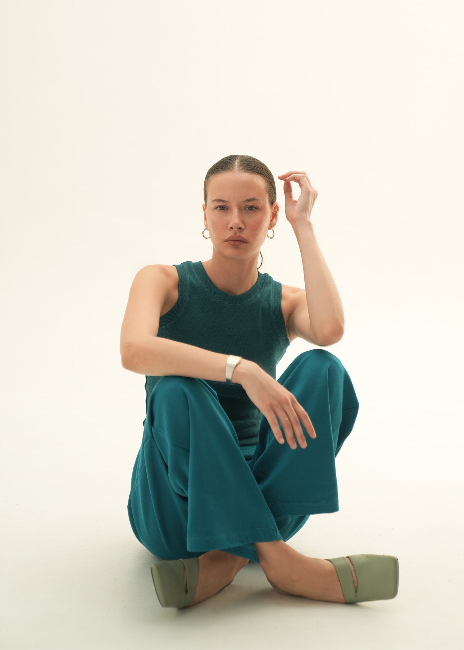 NishatUK - Teal Solids Cotton 1-piece ready to wear Vest