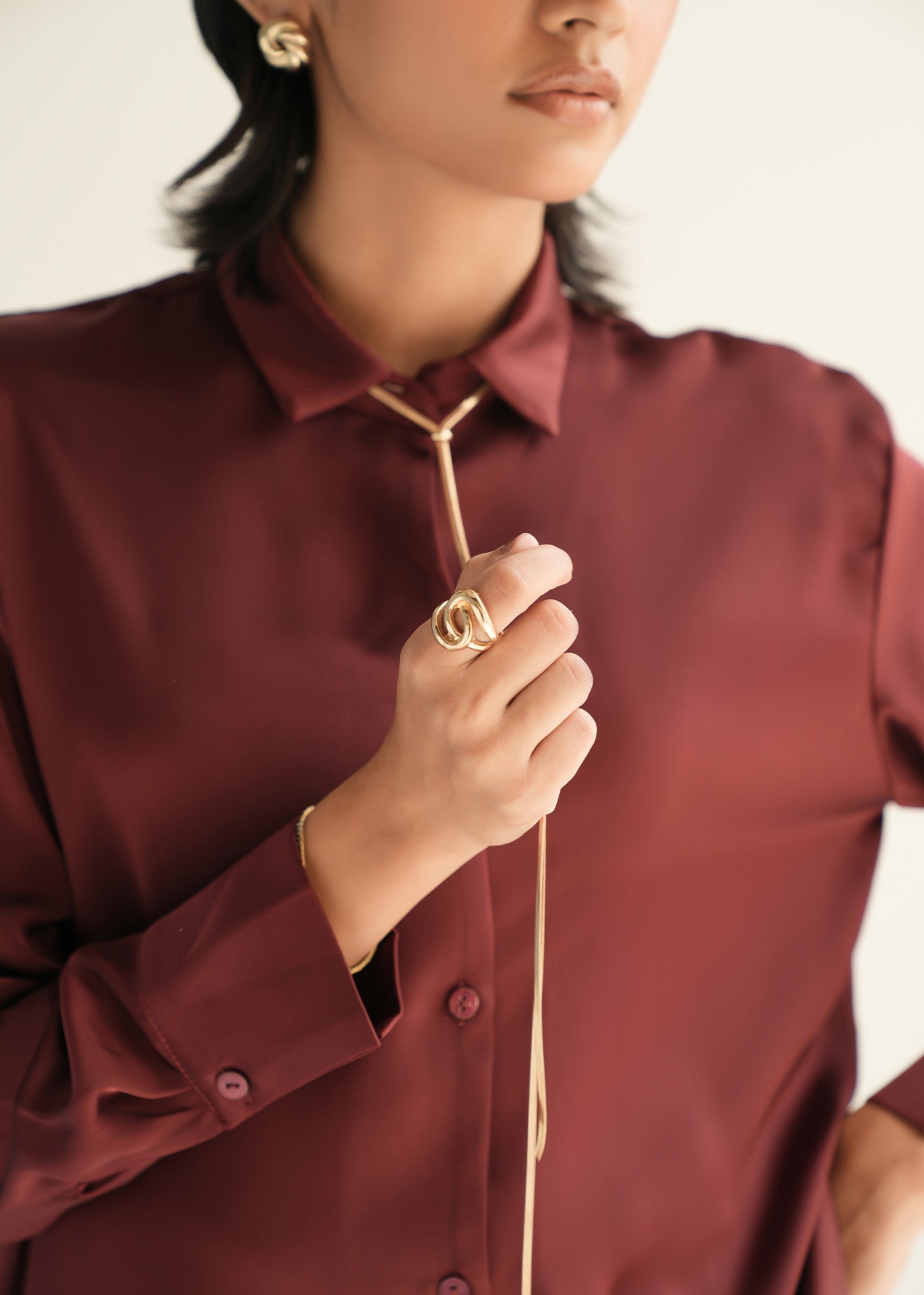 NishatUK - Maroon Solids  Polyester 1-piece ready to wear Shirt