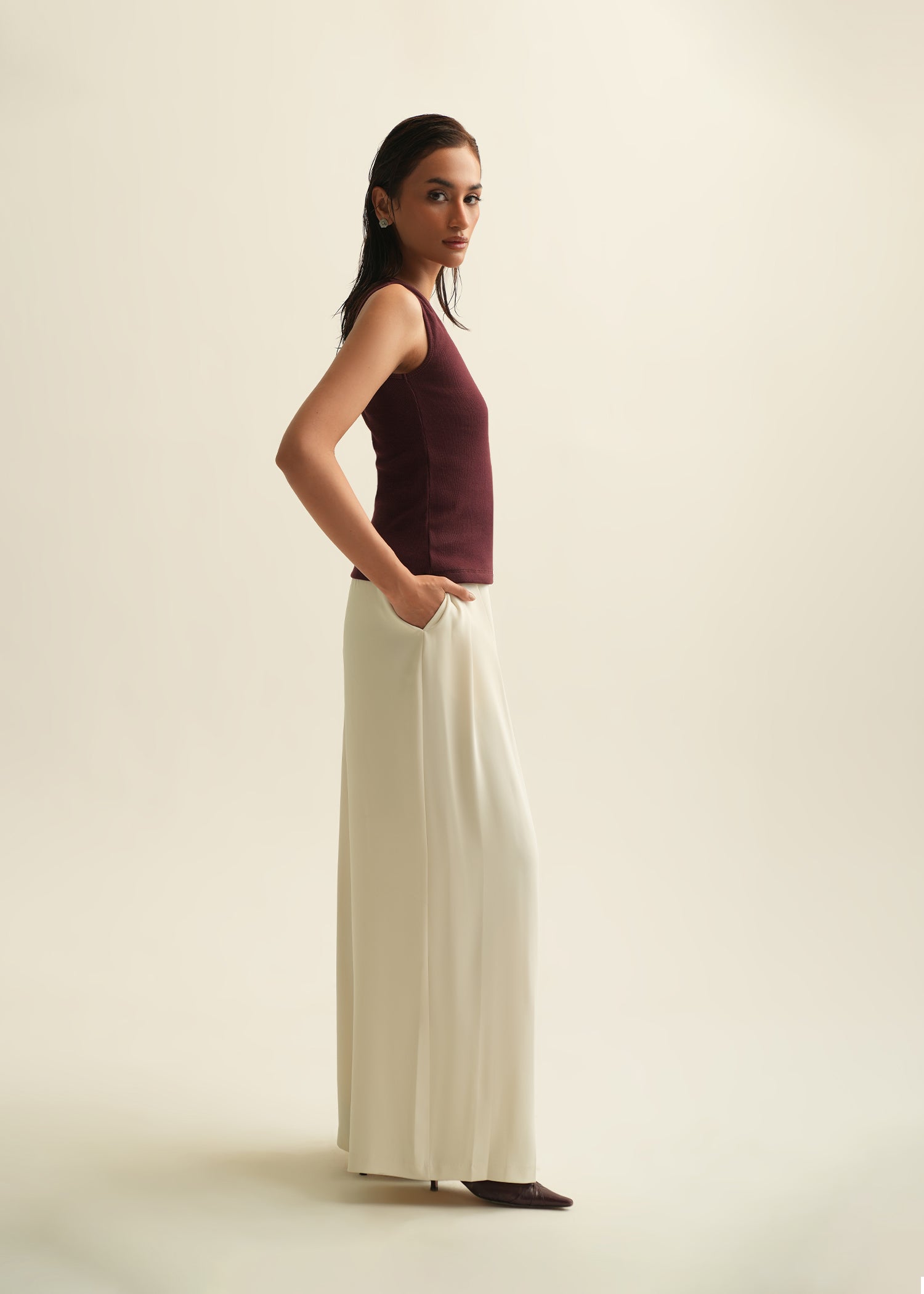 NishatUK - Maroon Solids Cotton 1-piece ready to wear Top