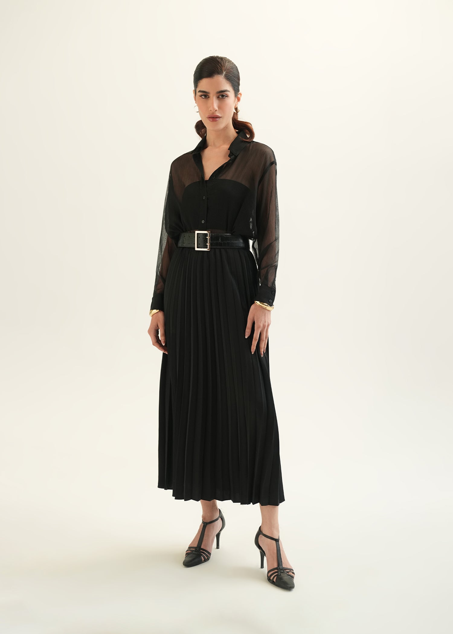 NishatUK - Black Solids   Polyester 1-piece ready to wear Skirt