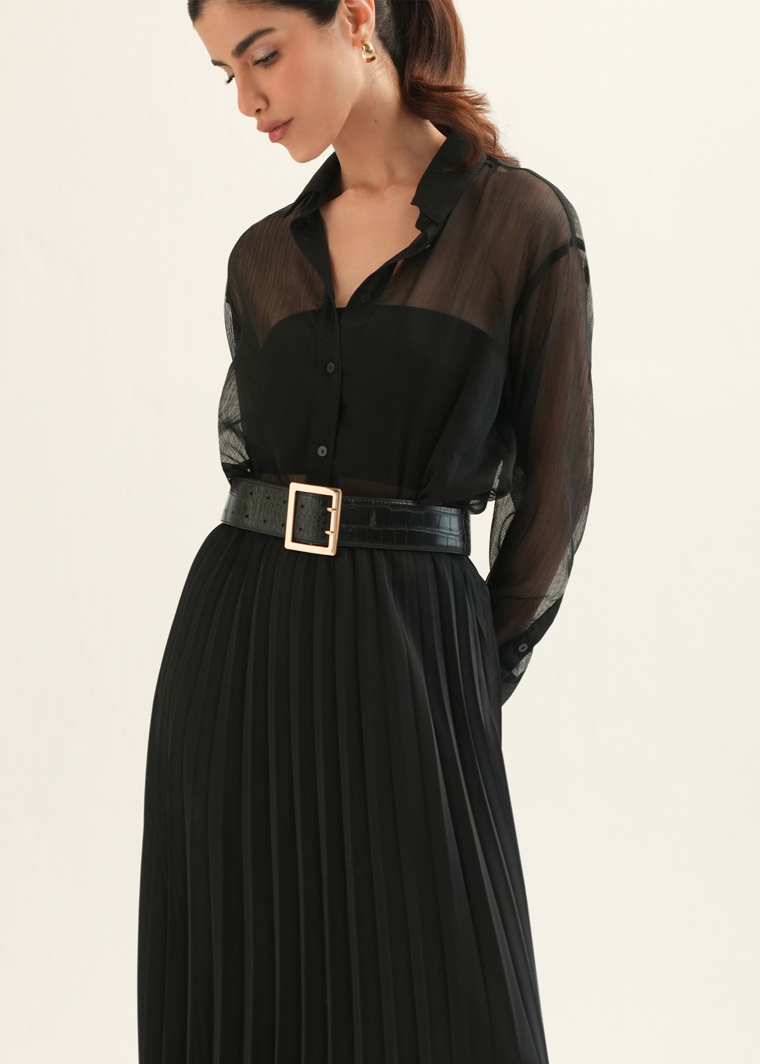 NishatUK - Black Solids   Polyester 1-piece ready to wear Skirt
