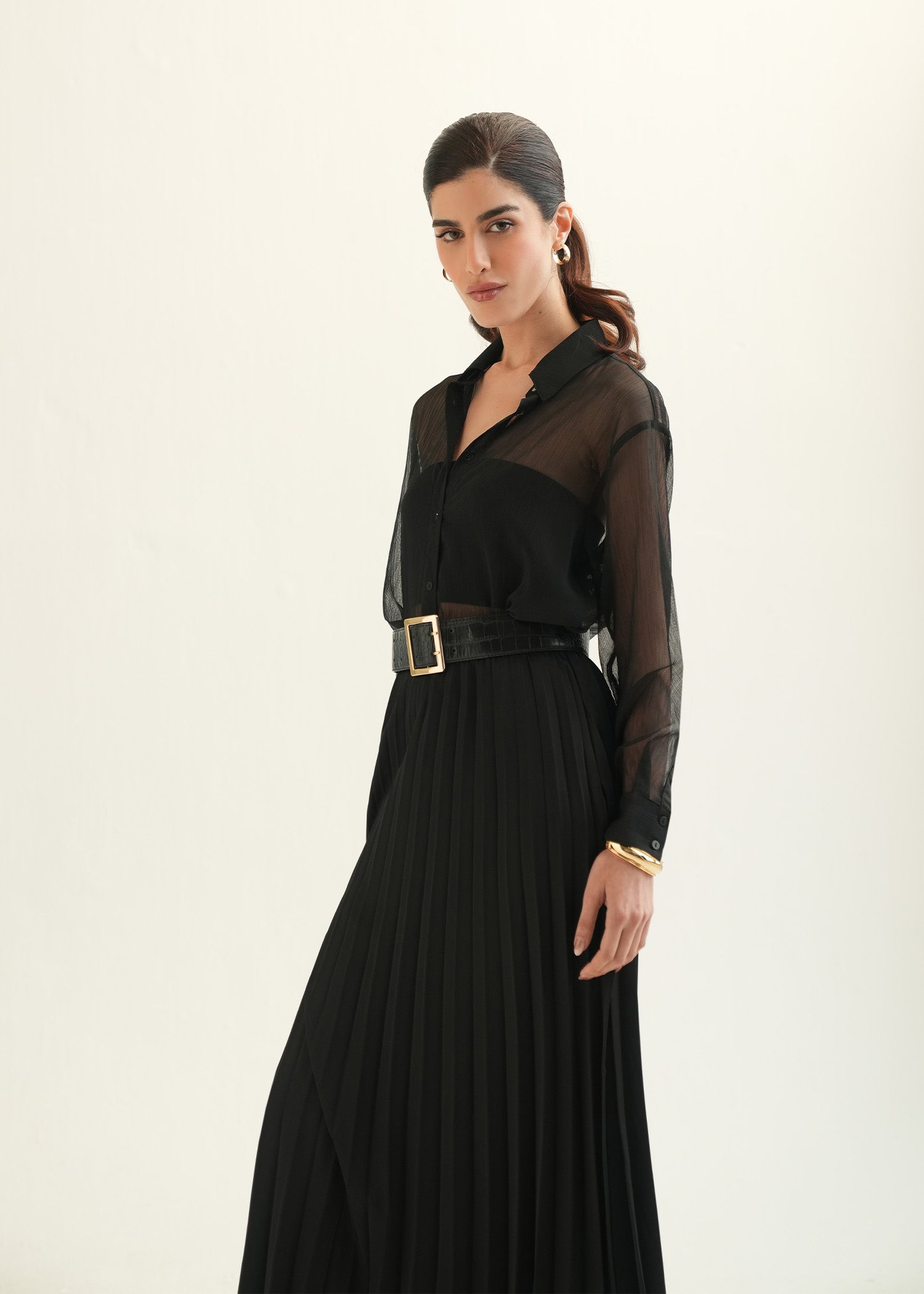 NishatUK - Black Solids   Polyester 1-piece ready to wear Skirt