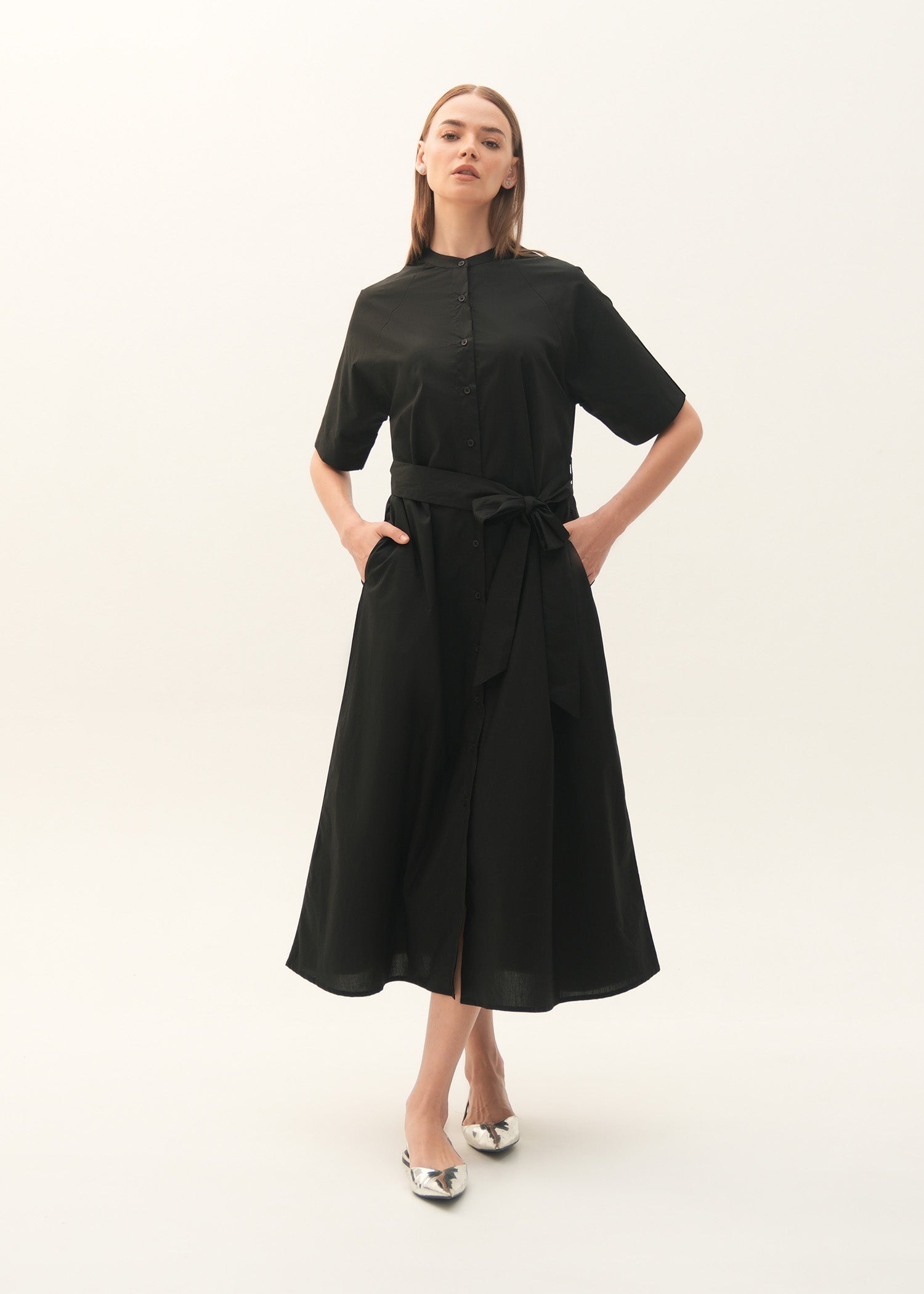 NishatUK - Black Solids  Cotton 1-piece ready to wear Long Dress