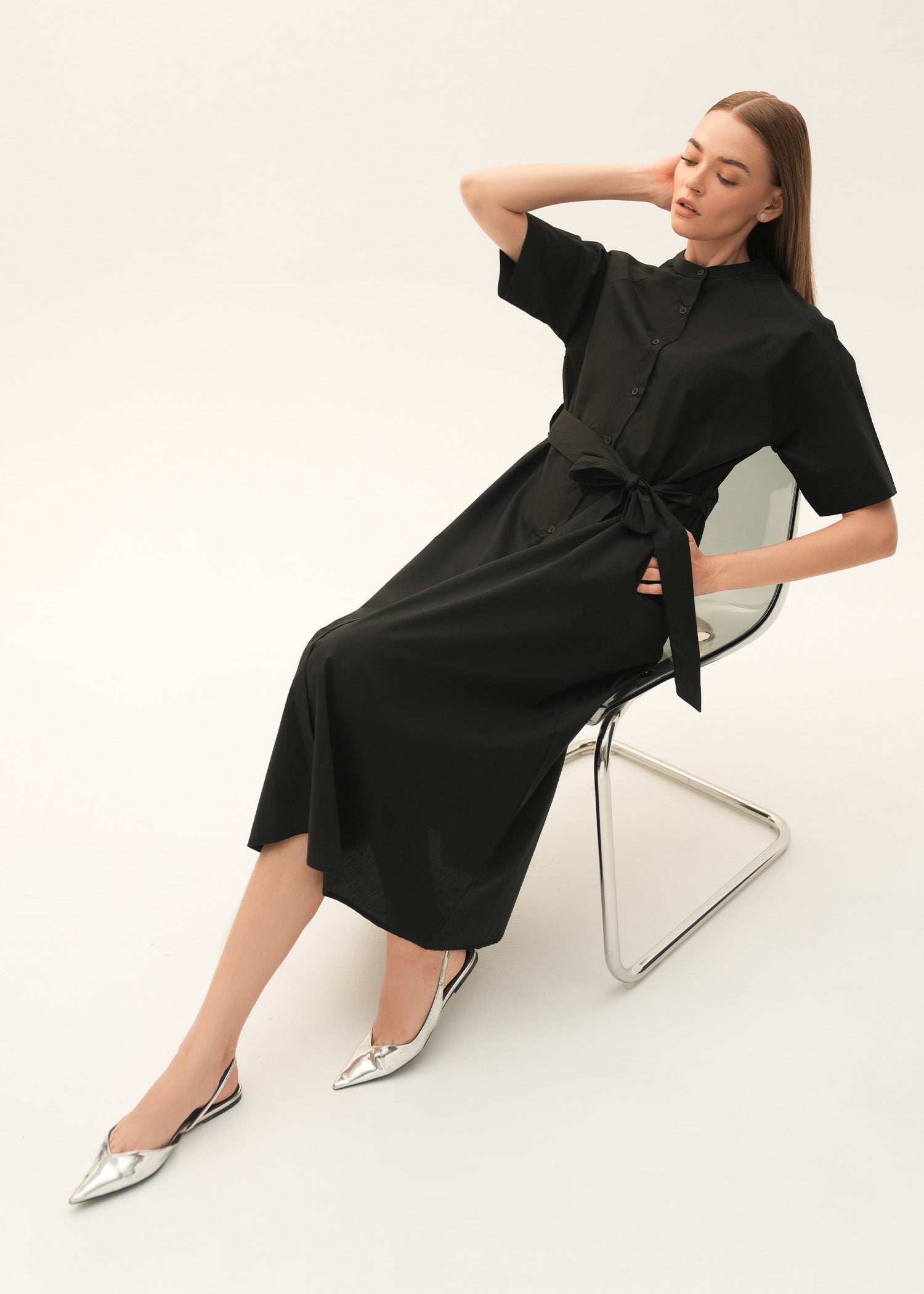 NishatUK - Black Solids  Cotton 1-piece ready to wear Long Dress