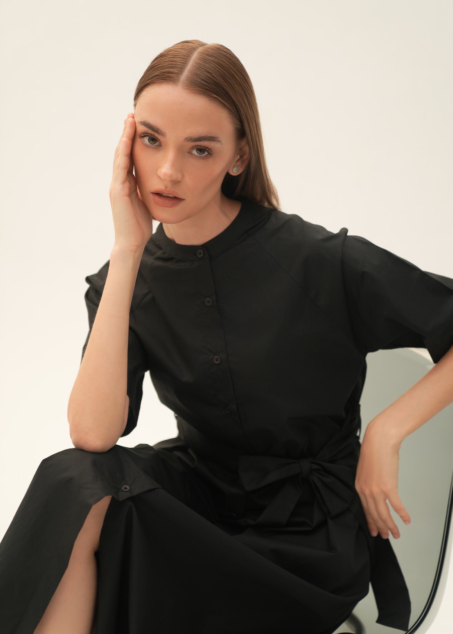 NishatUK - Black Solids  Cotton 1-piece ready to wear Long Dress