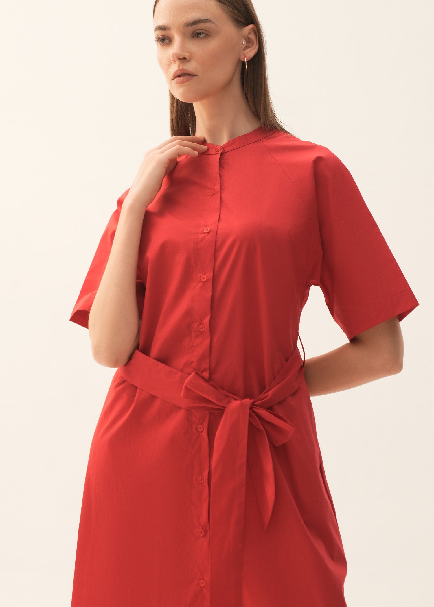 NishatUK - Red Solids  Cotton 1-piece ready to wear Long Dress