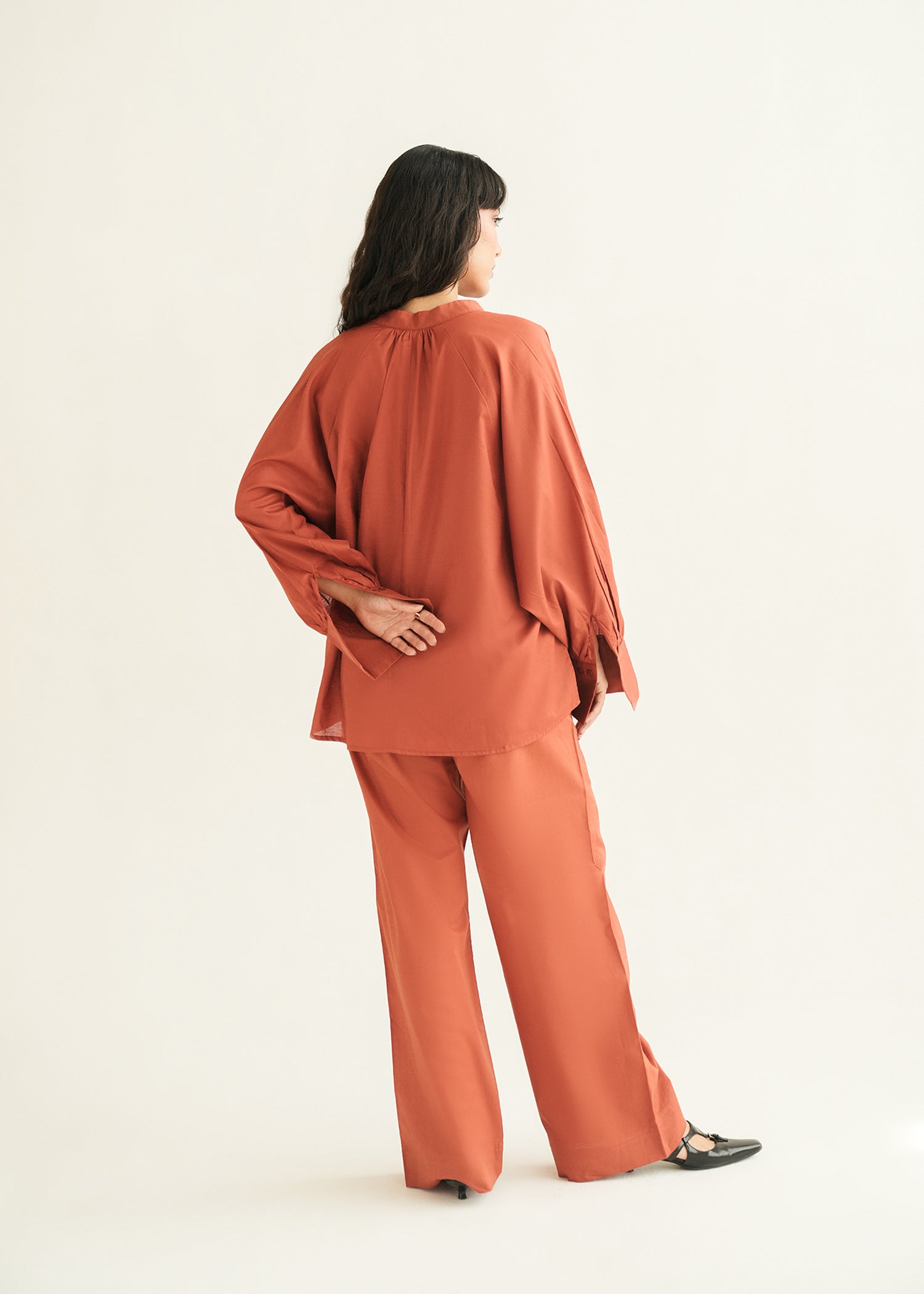 NishatUK - Rust Solids   Cotton 1-piece ready to wear Blouse