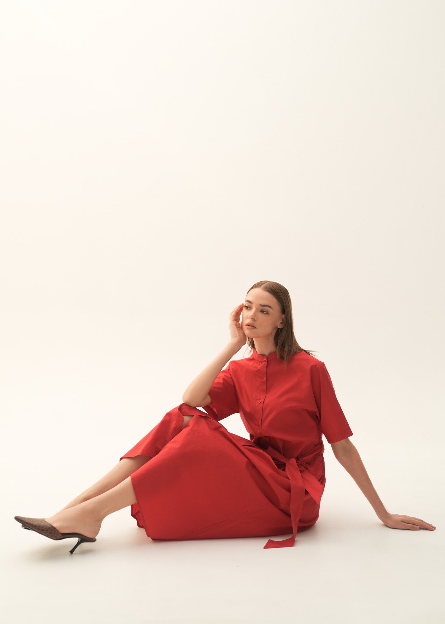 NishatUK - Red Solids  Cotton 1-piece ready to wear Long Dress