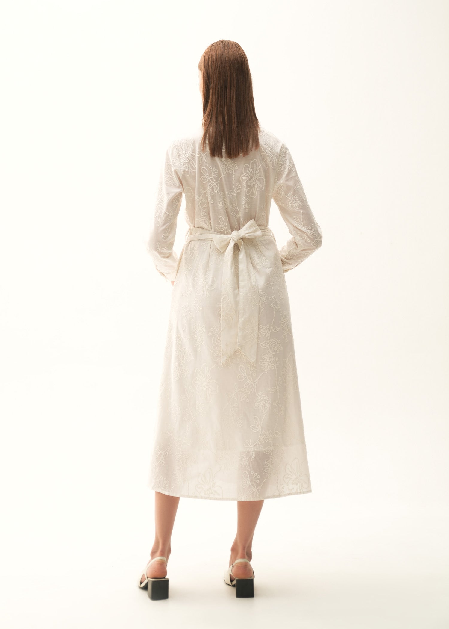NishatUK - White Printed  Cotton 1-piece ready to wear Long Dress
