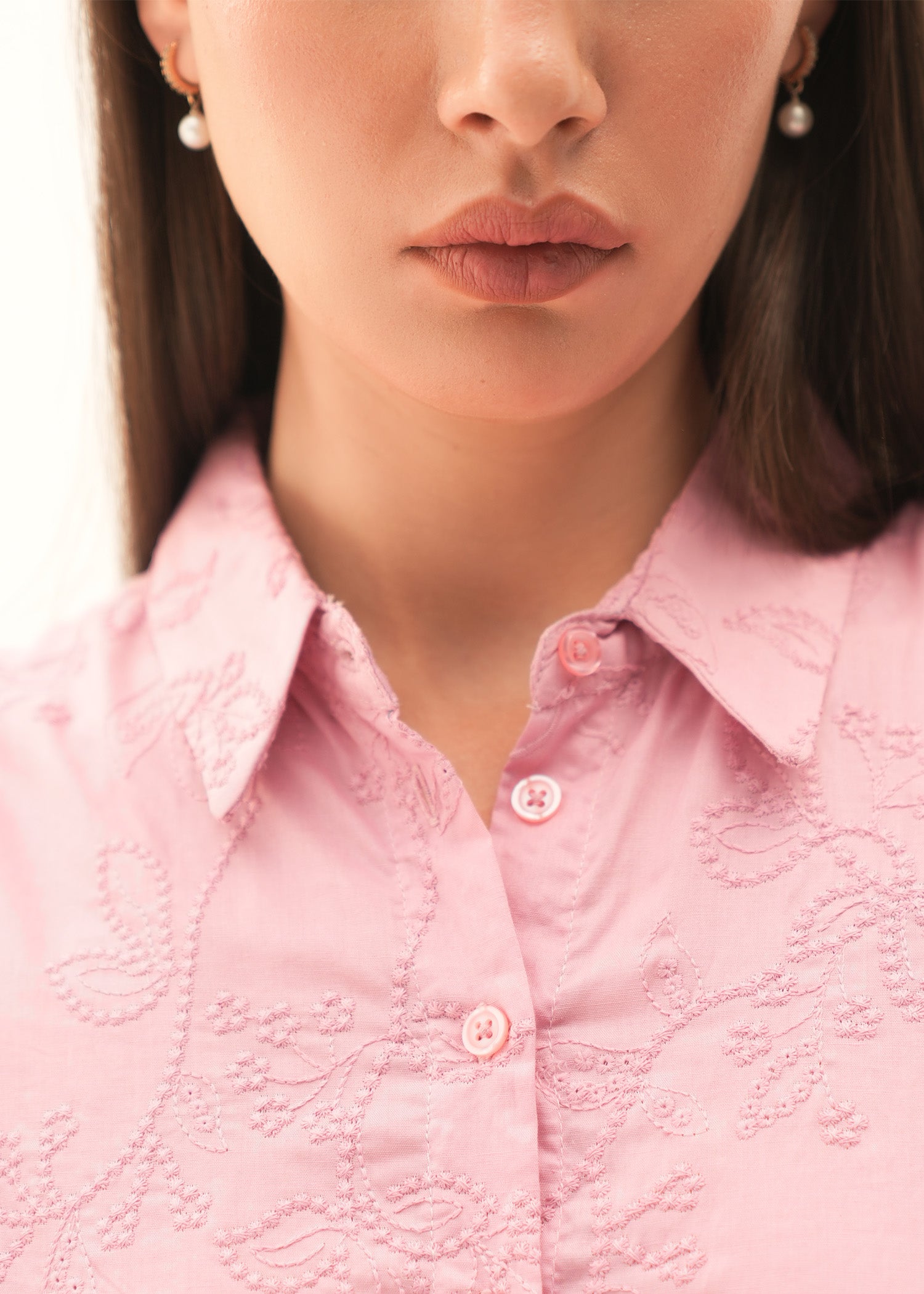 NishatUK - Pink Embroidered Cotton 1-piece ready to wear Long Dress