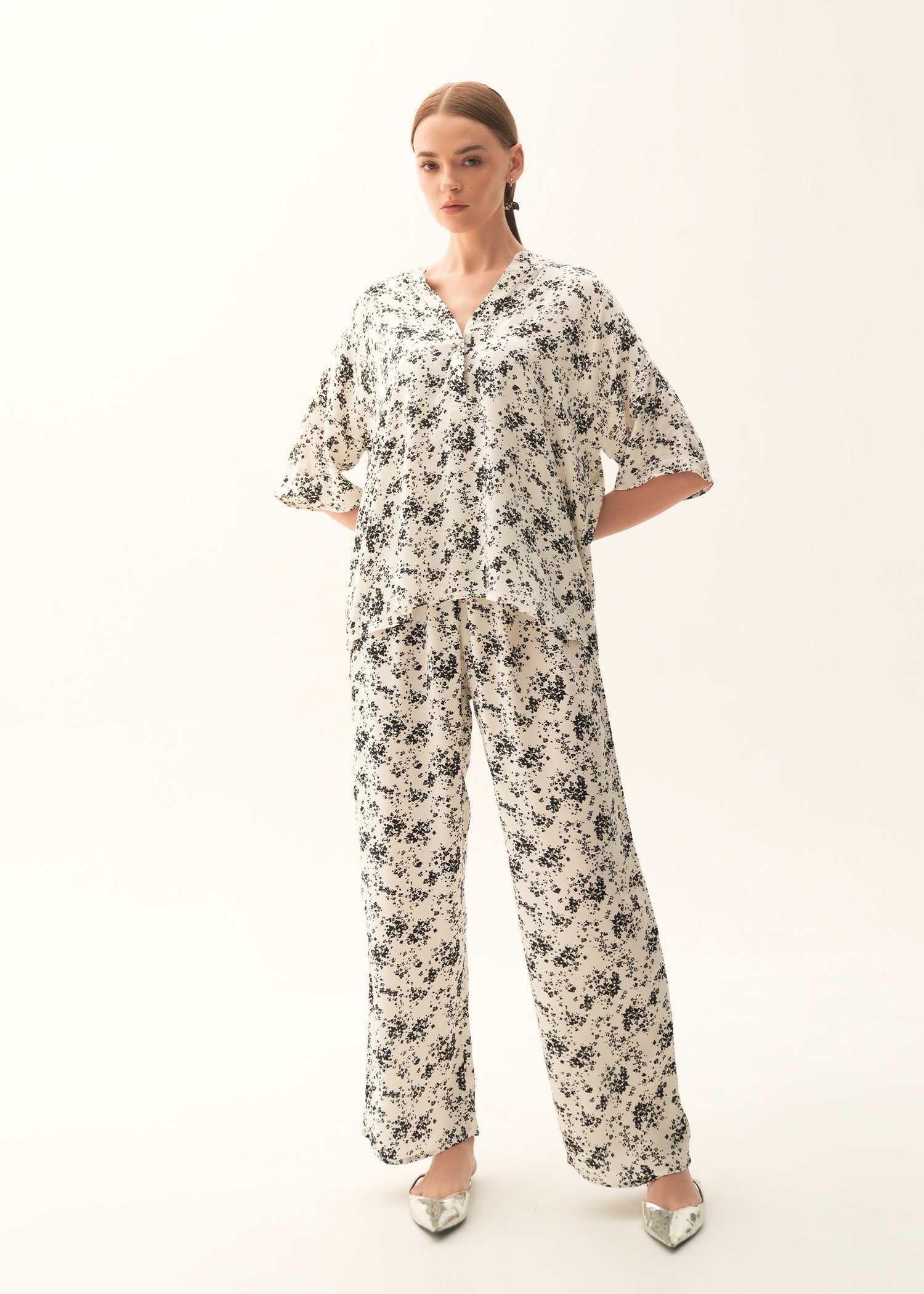 NishatUK - Black Printed Viscose 1-piece ready to wear Trouser