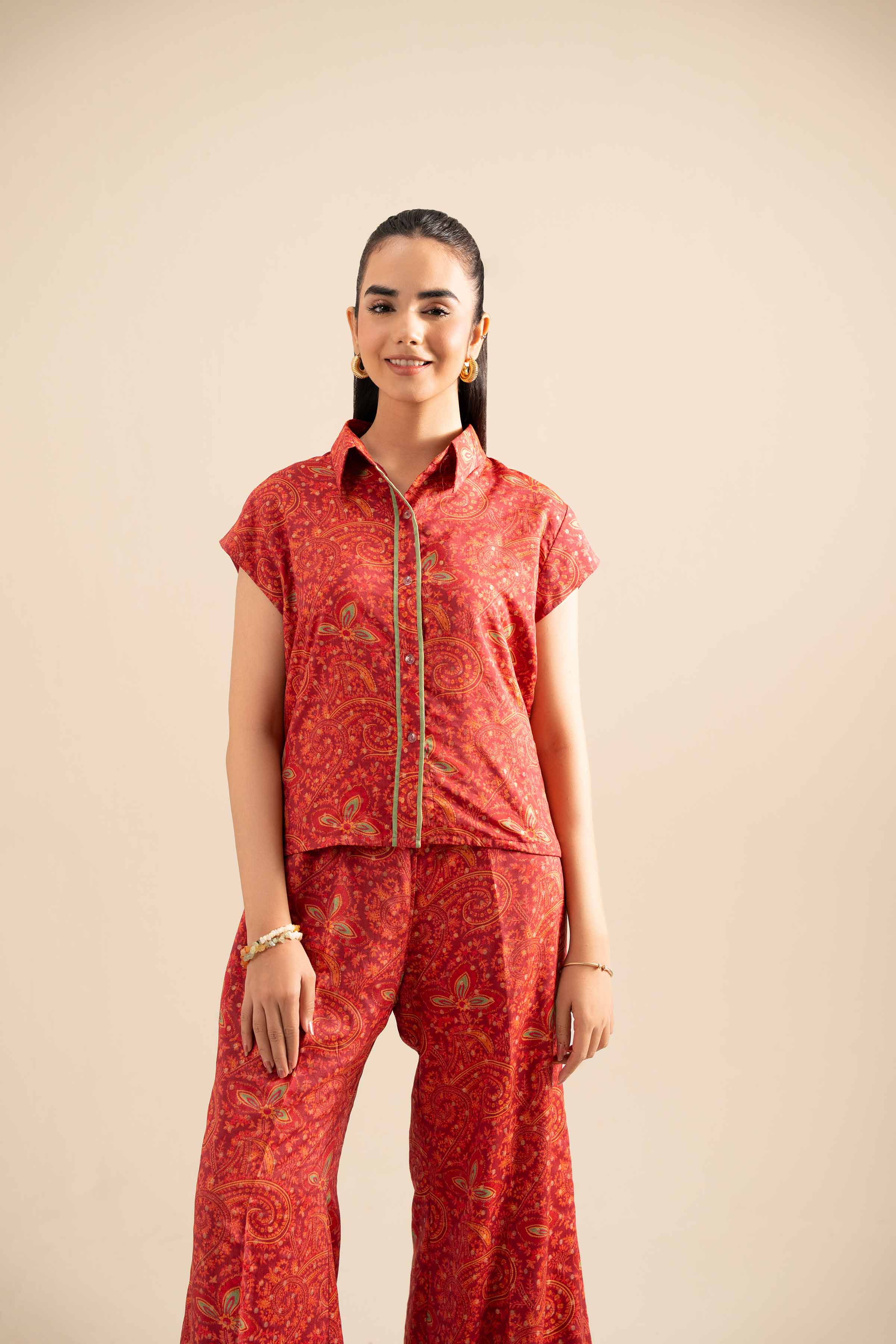 NishatUK - Red Printed  Monar Gold 2-piece ready to wear Dress