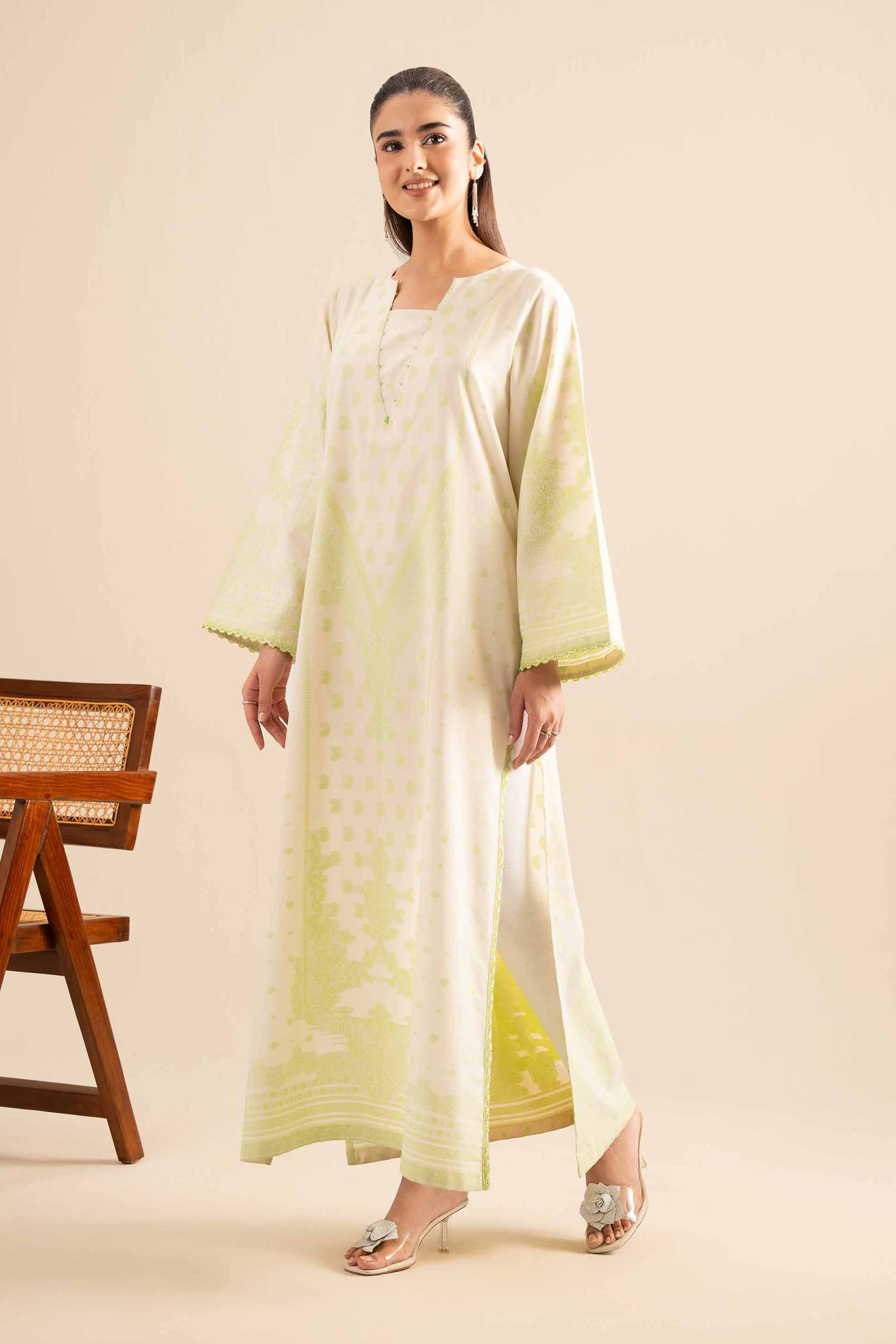 NishatUK - Mint Printed Jacquard 1-piece ready to wear Long Dress