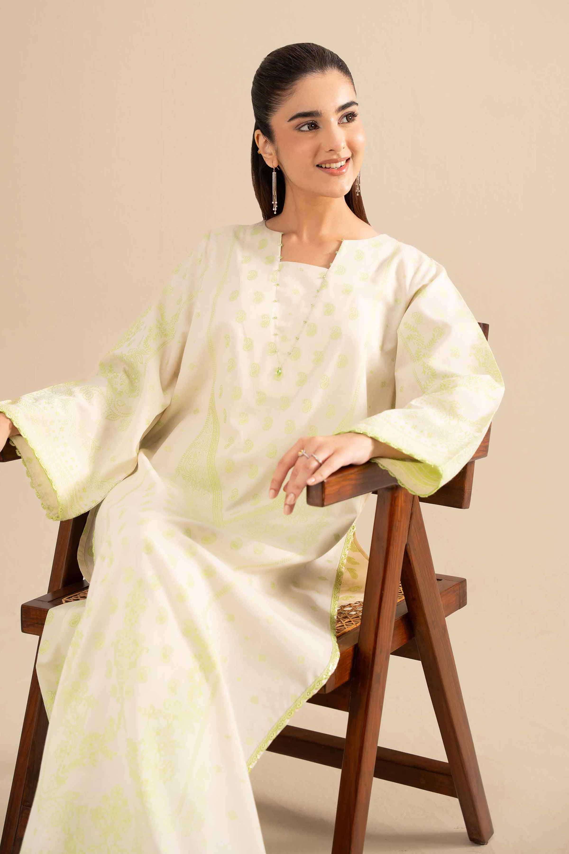 NishatUK - Mint Printed Jacquard 1-piece ready to wear Long Dress