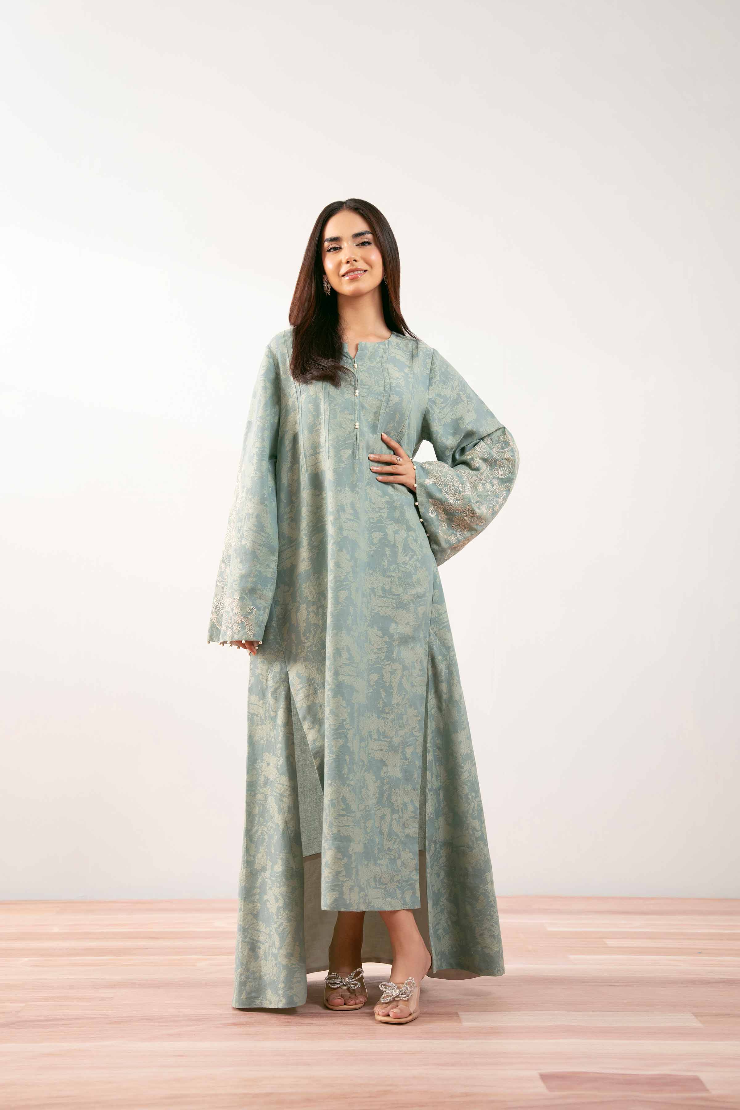 NishatUK - Aqua Solids Jacquard 1-piece ready to wear Long Dress
