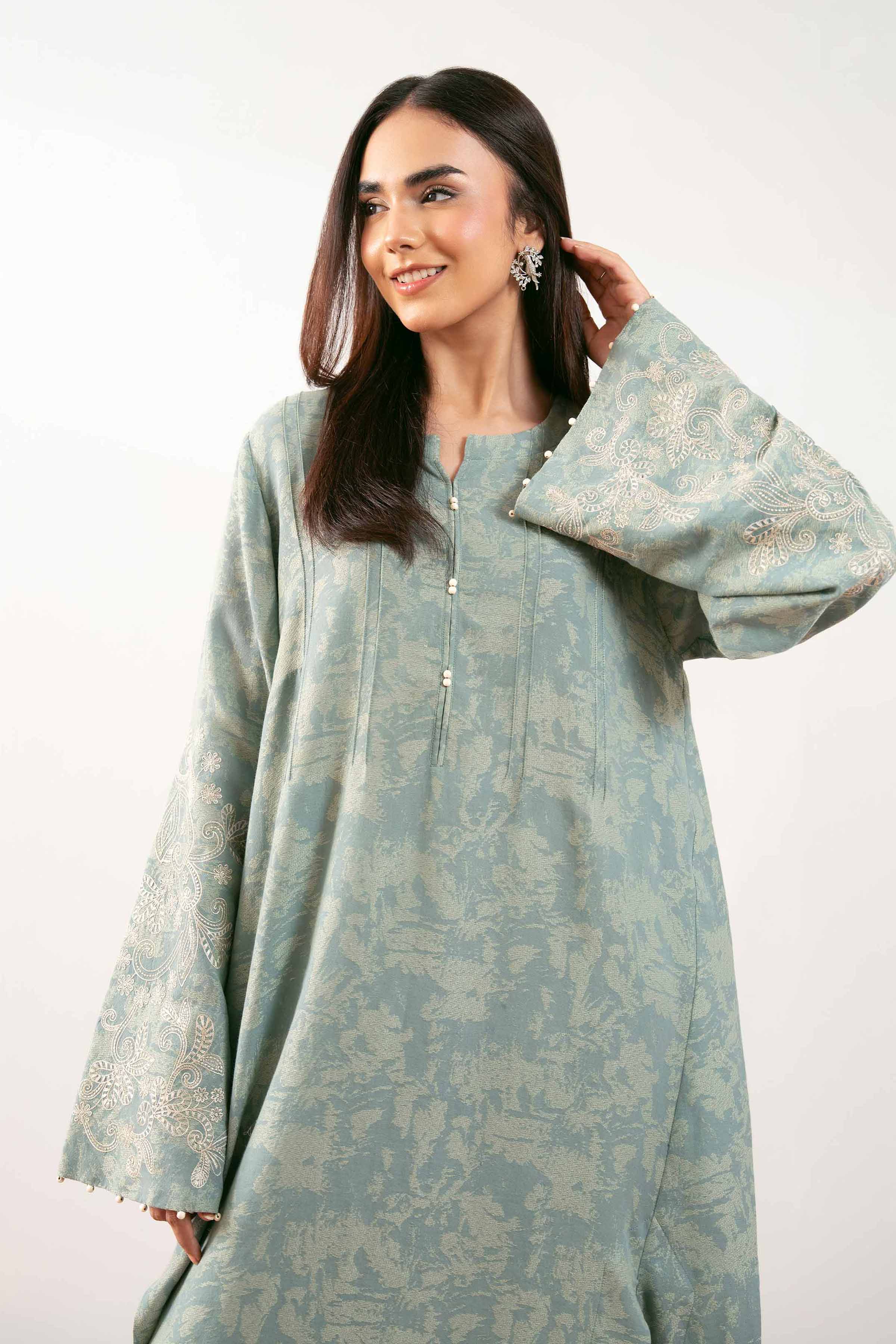 NishatUK - Aqua Solids Jacquard 1-piece ready to wear Long Dress