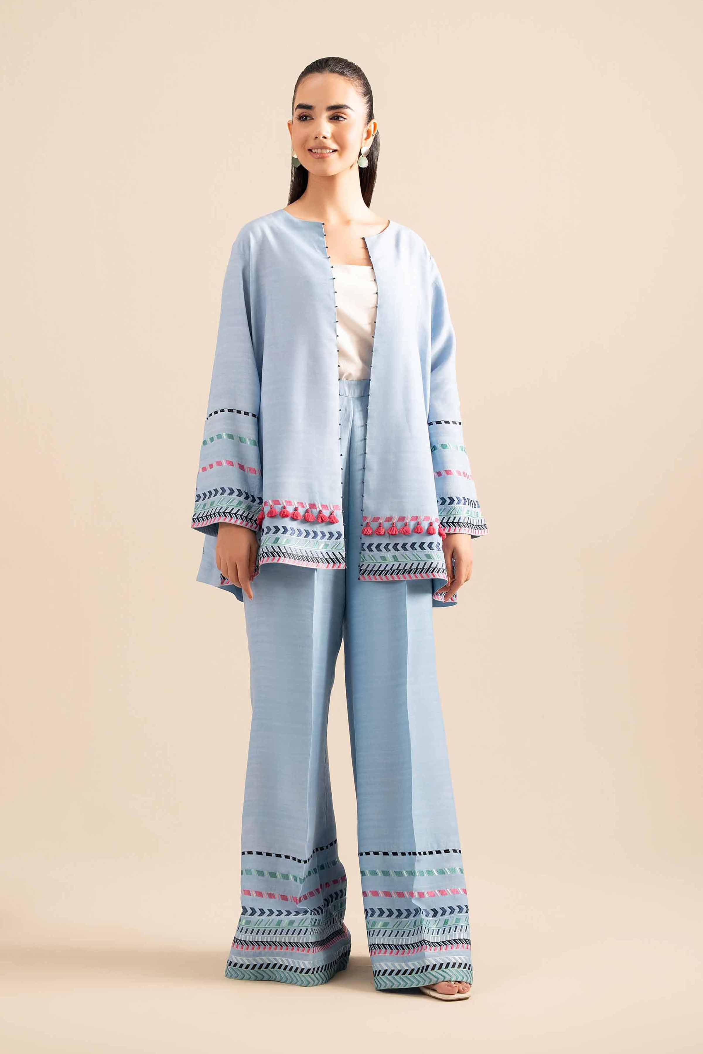 NishatUK - Sky Blue Embroidered Silk 2-piece ready to wear Dress