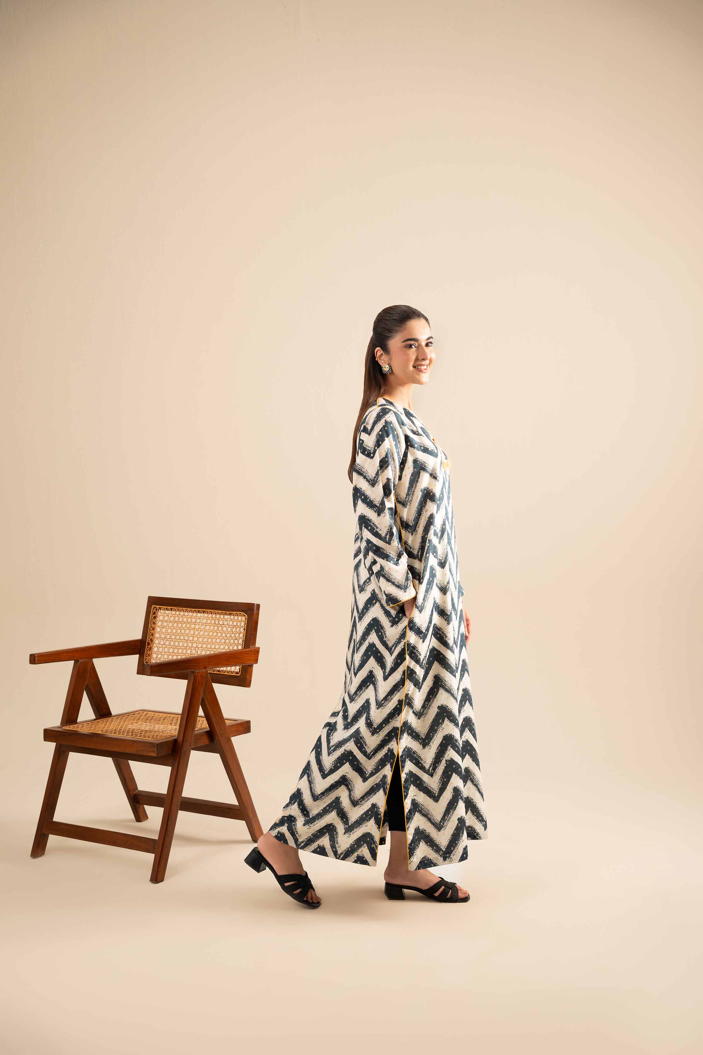 NishatUK - Off White Printed  Monar Gold 1-piece ready to wear Long Dress