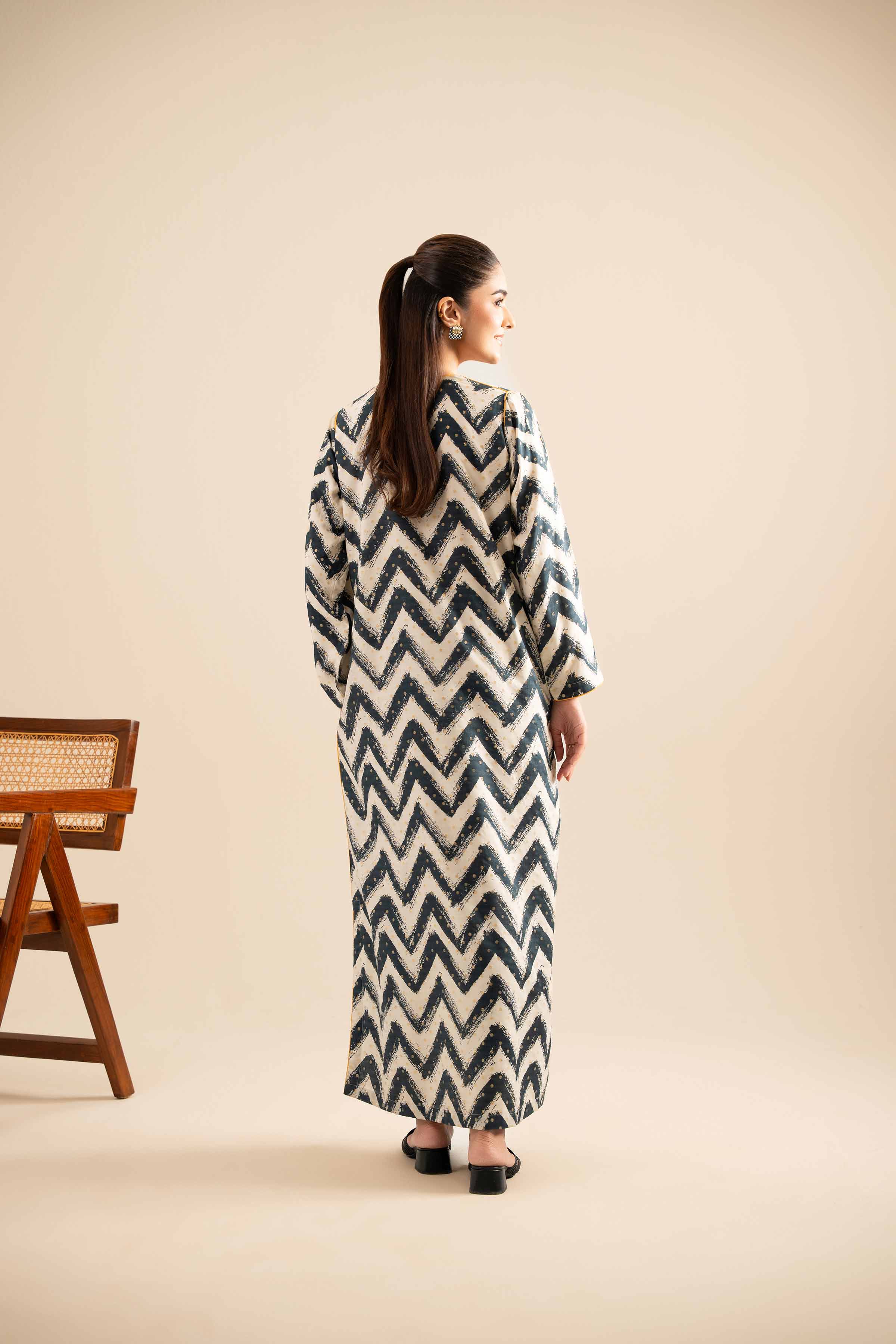 NishatUK - Off White Printed  Monar Gold 1-piece ready to wear Long Dress