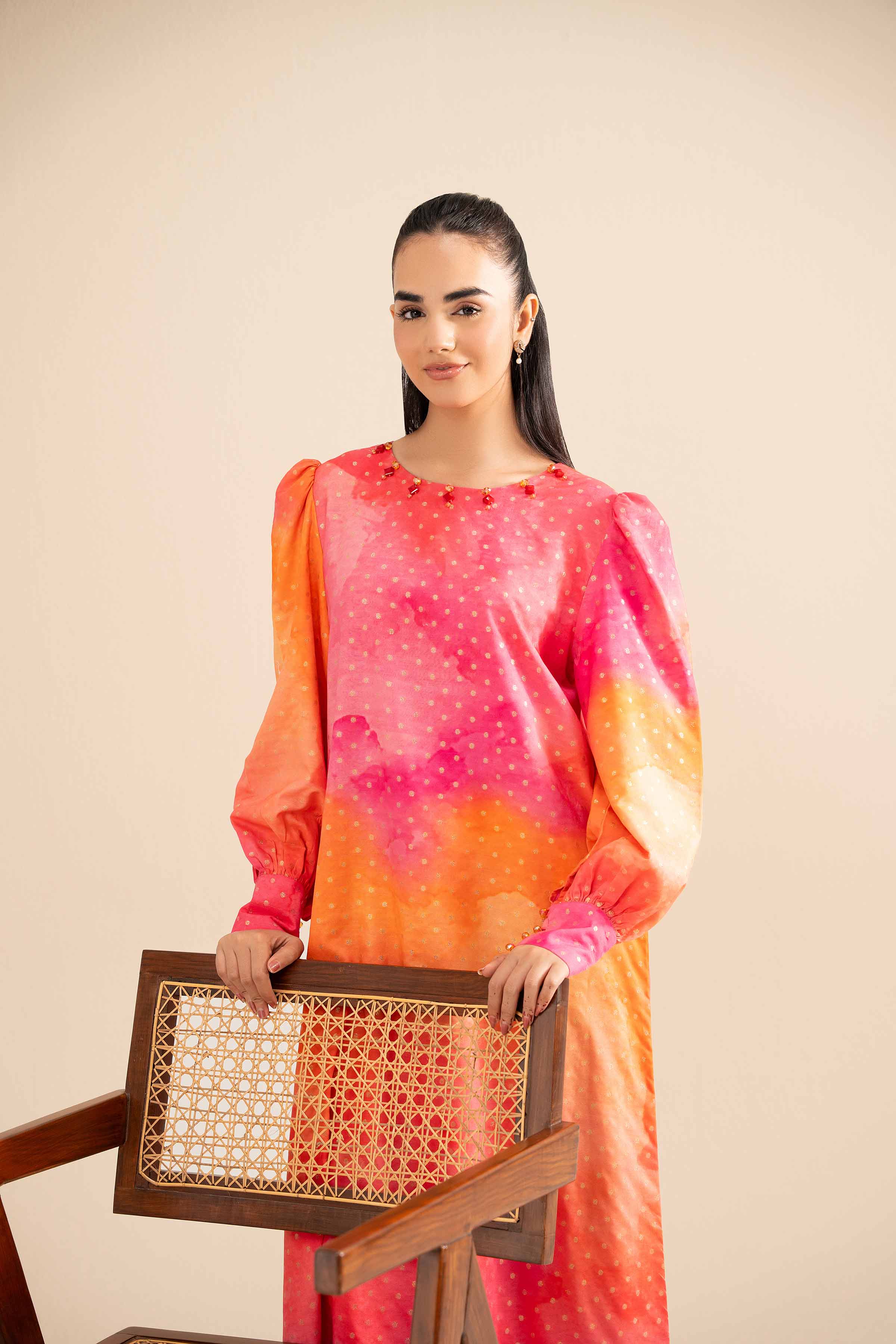 NishatUK - Multi Printed Monar Gold 1-piece ready to wear Long Dress