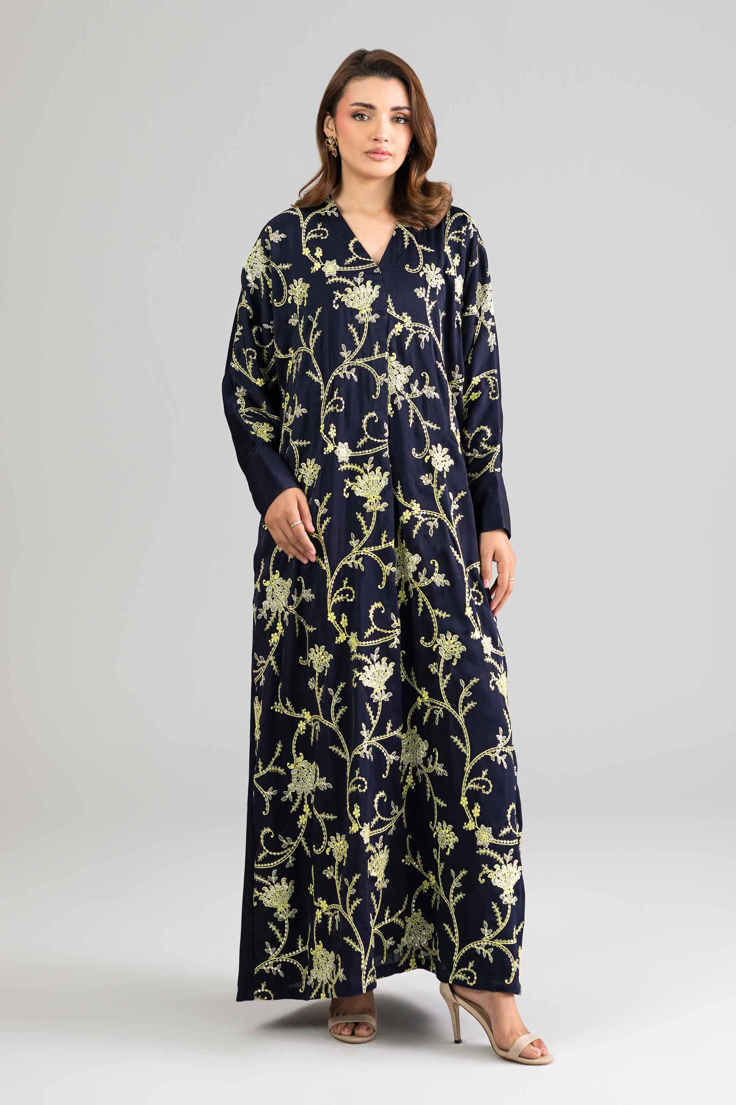 Nishat UK - Blue Embroidered Silk 1-piece ready to wear long dress