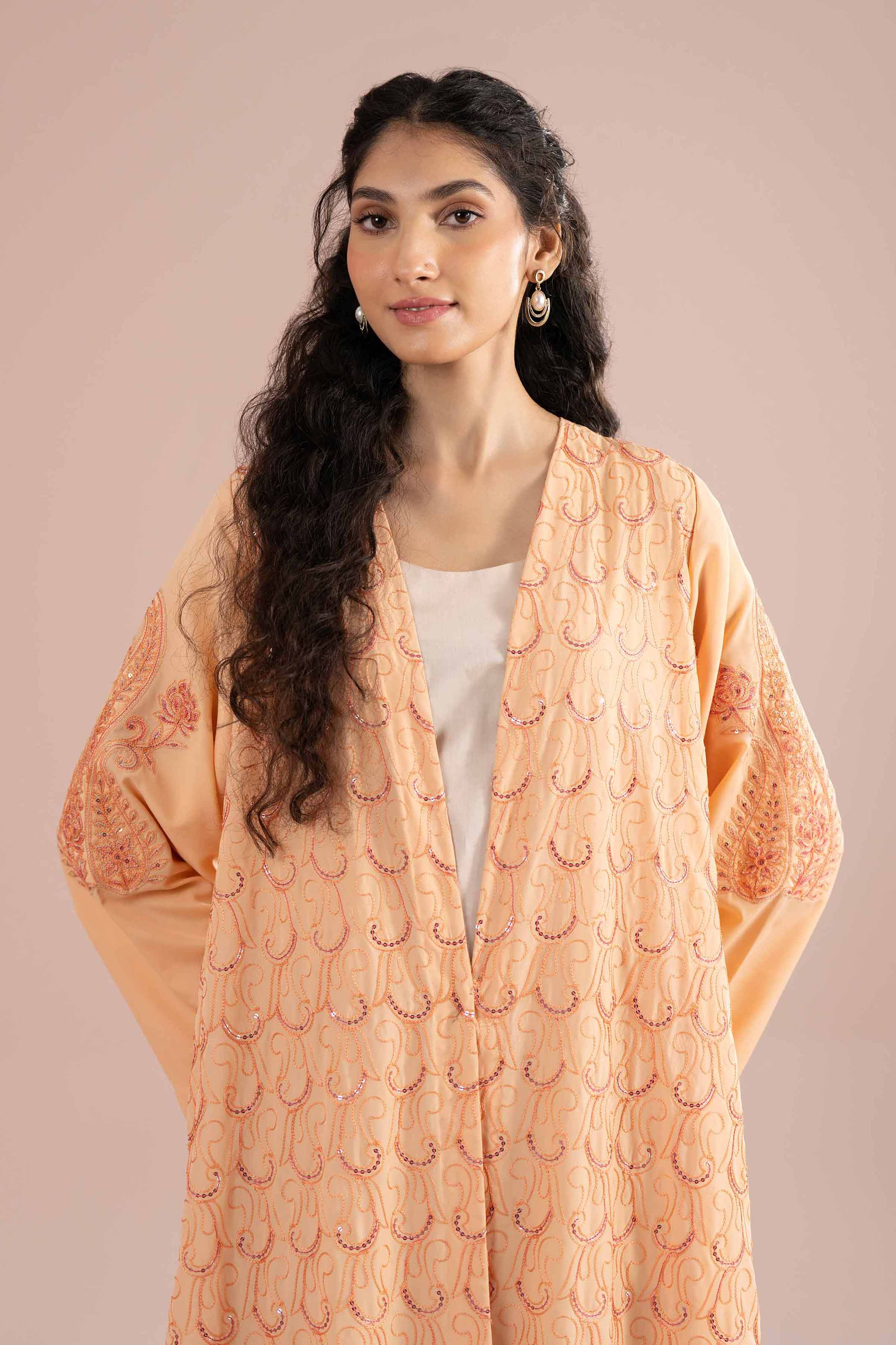 Nishat UK - Peach Embroidered Grip 2 Pieces ready to wear Long Dress