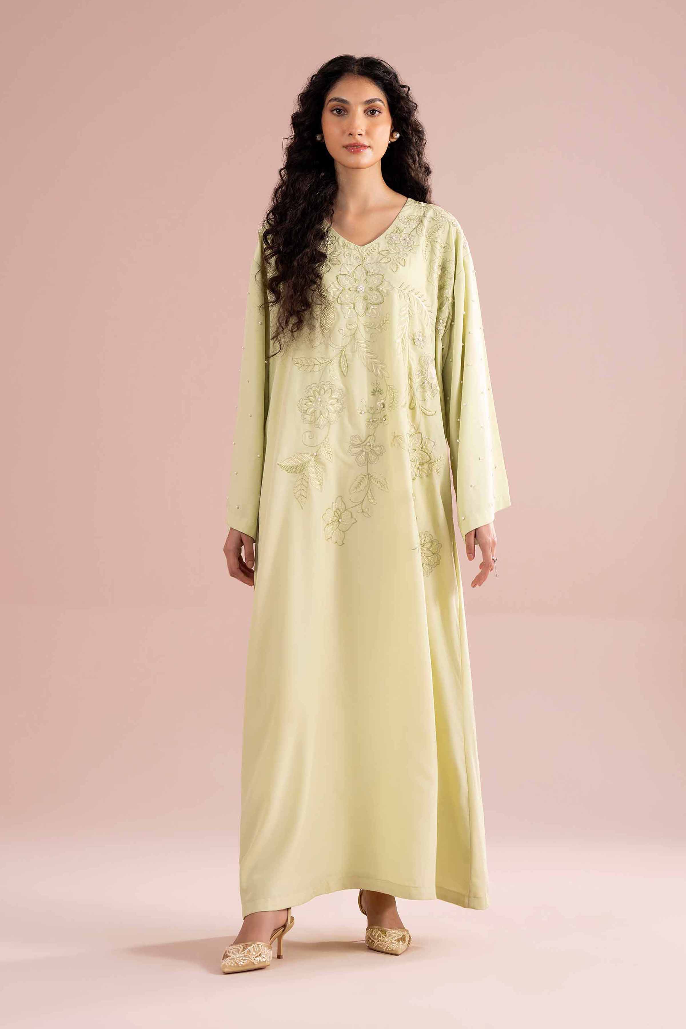 Nishat UK - Green Embroidered Grip 1-piece ready to wear Long dress