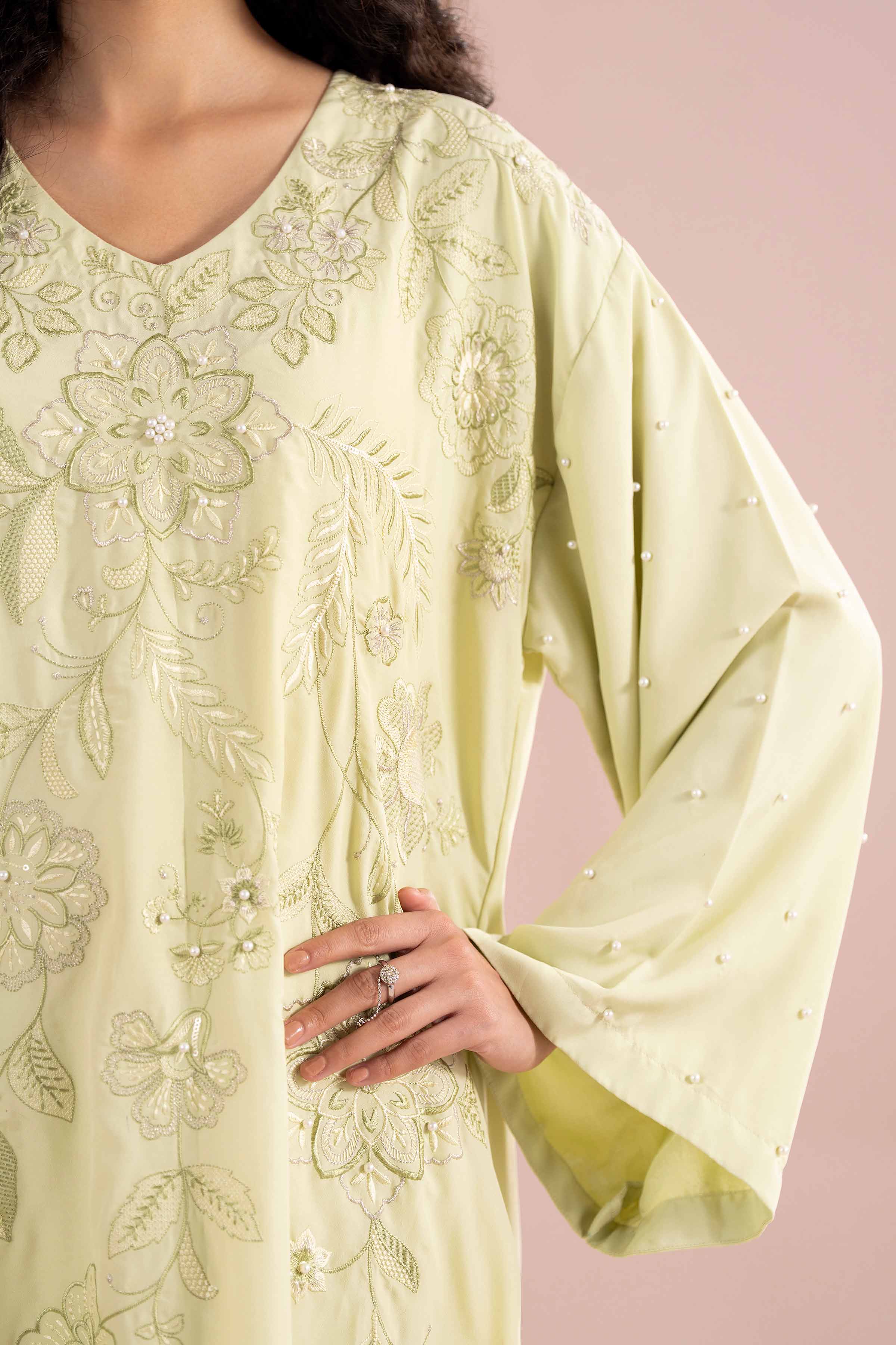 Nishat UK - Green Embroidered Grip 1-piece ready to wear Long dress