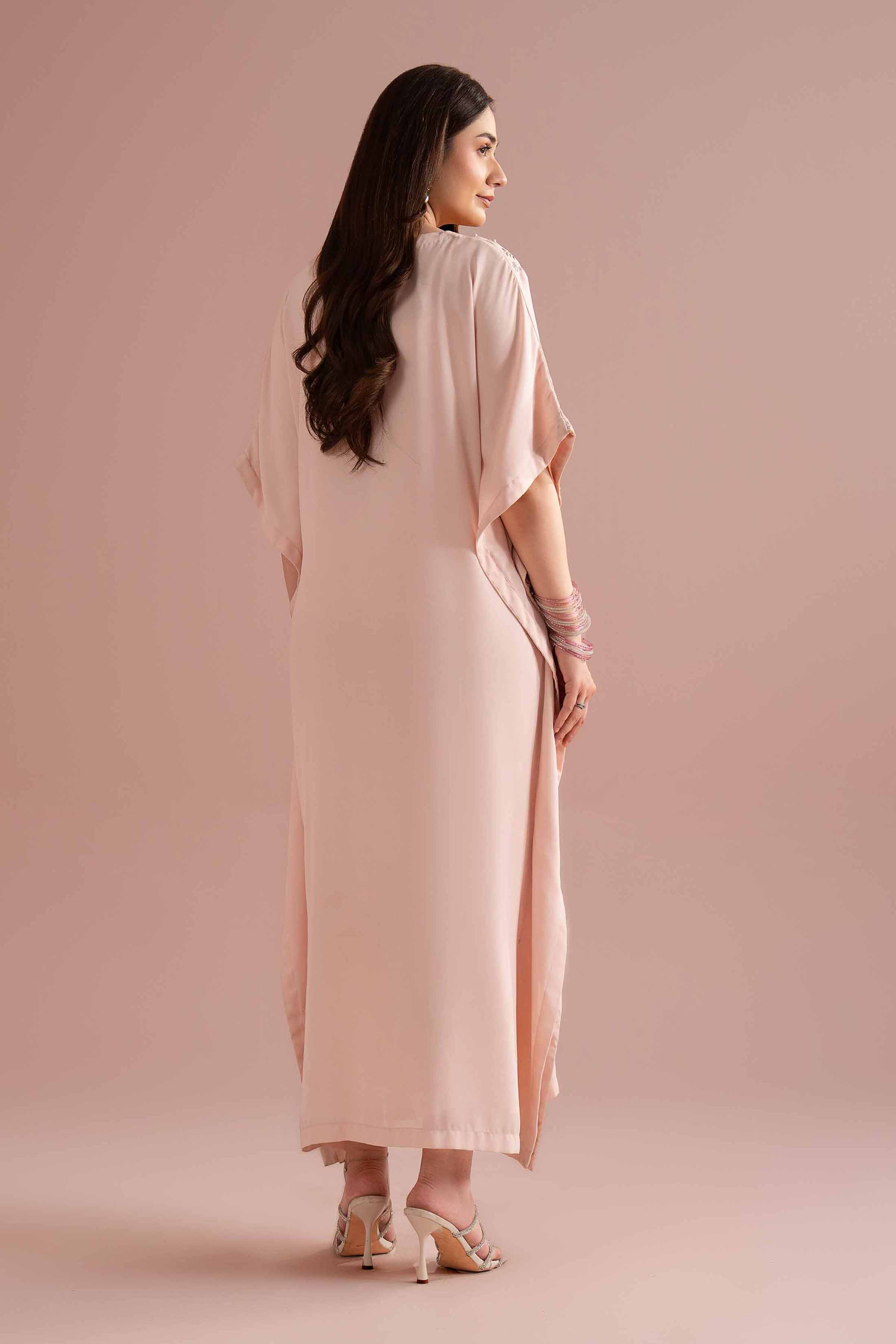 NishatUK - Pink Embroidered Georgette 1-piece ready to wear kaftan