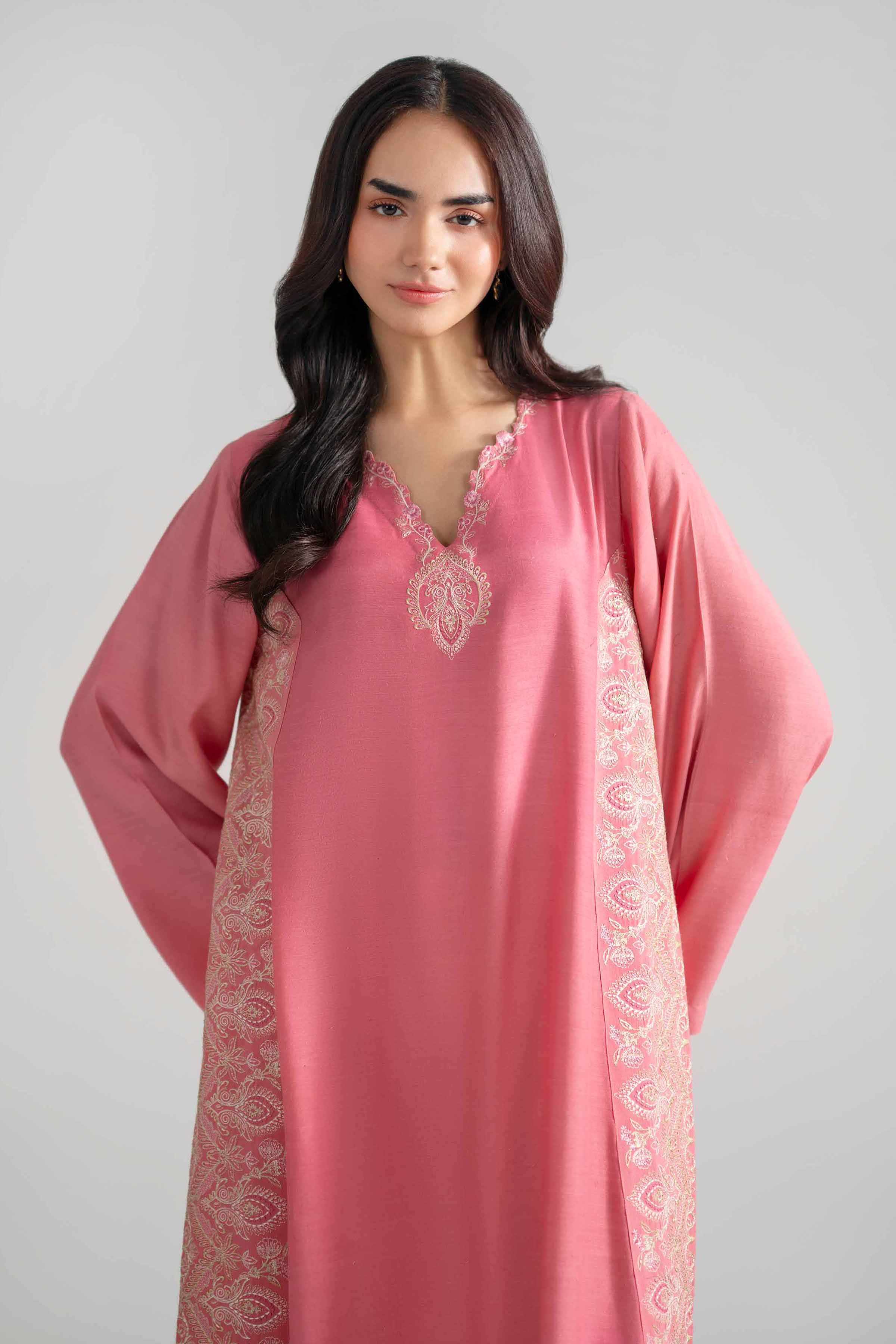Nishat UK - Pink Embroidered Silk 1-piece ready to wear long dress