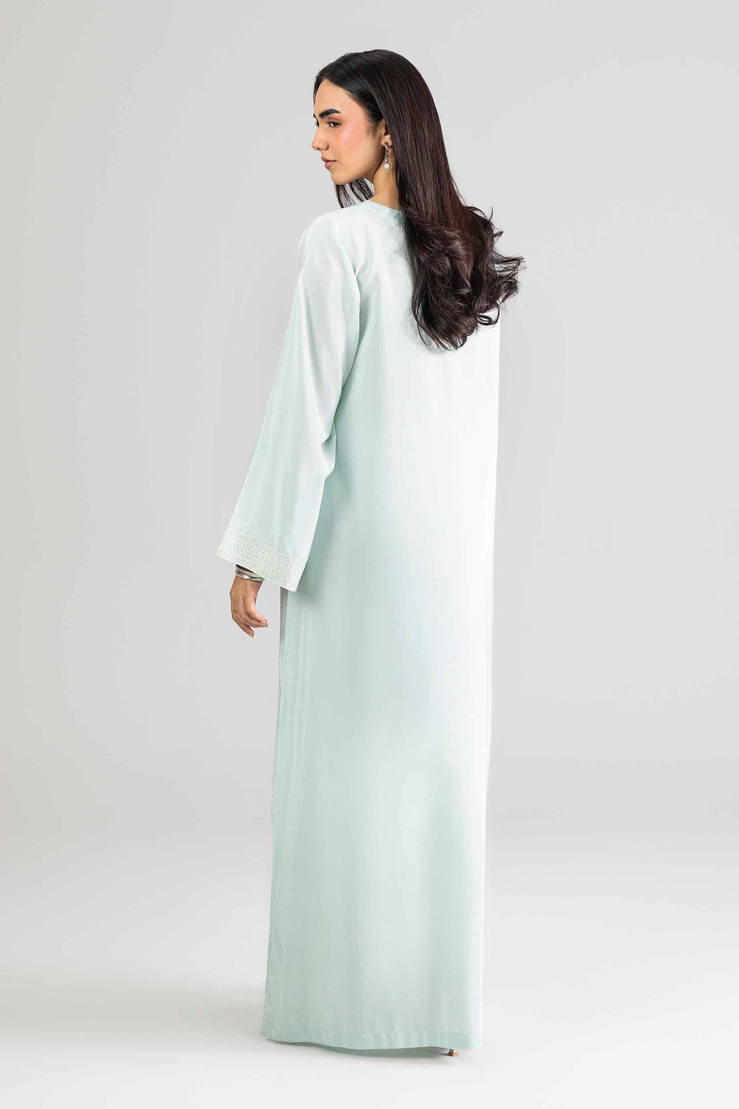 Nishat UK - Green Embroidered Silk 1-piece ready to wear Long dress