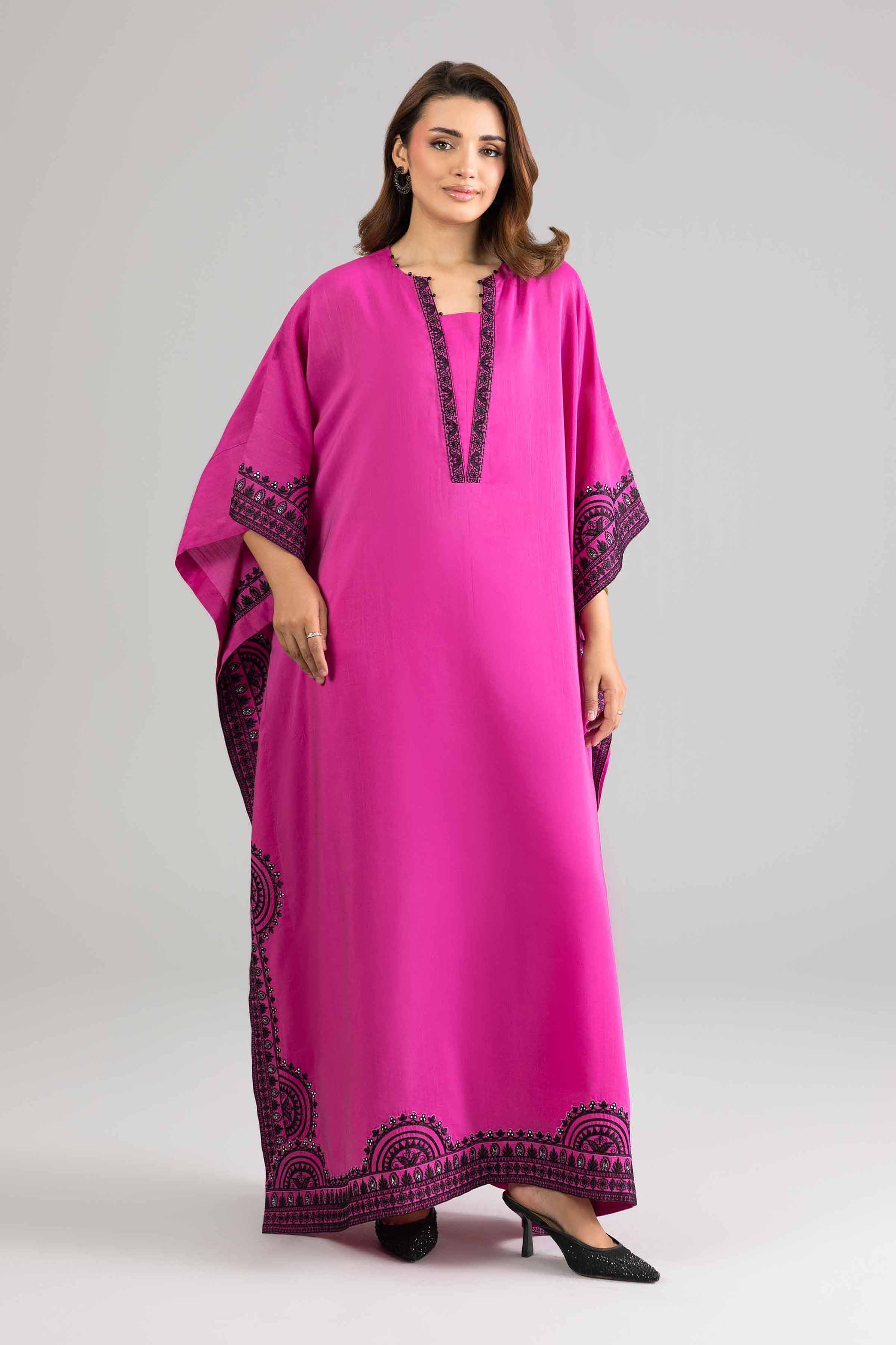 Nishat UK - Pink Embroidered Silk 1-piece ready to wear long dress