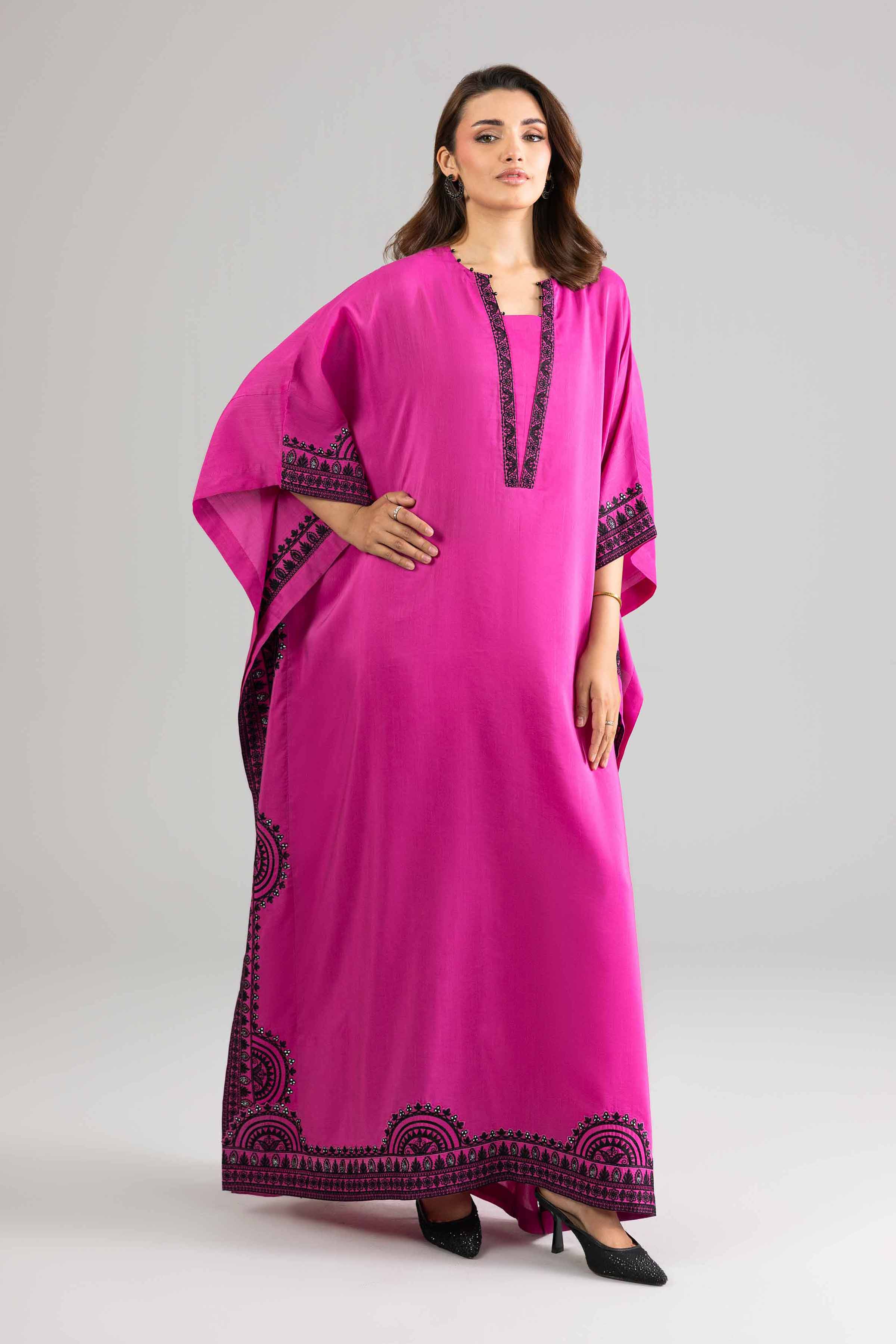 Nishat UK - Pink Embroidered Silk 1-piece ready to wear long dress