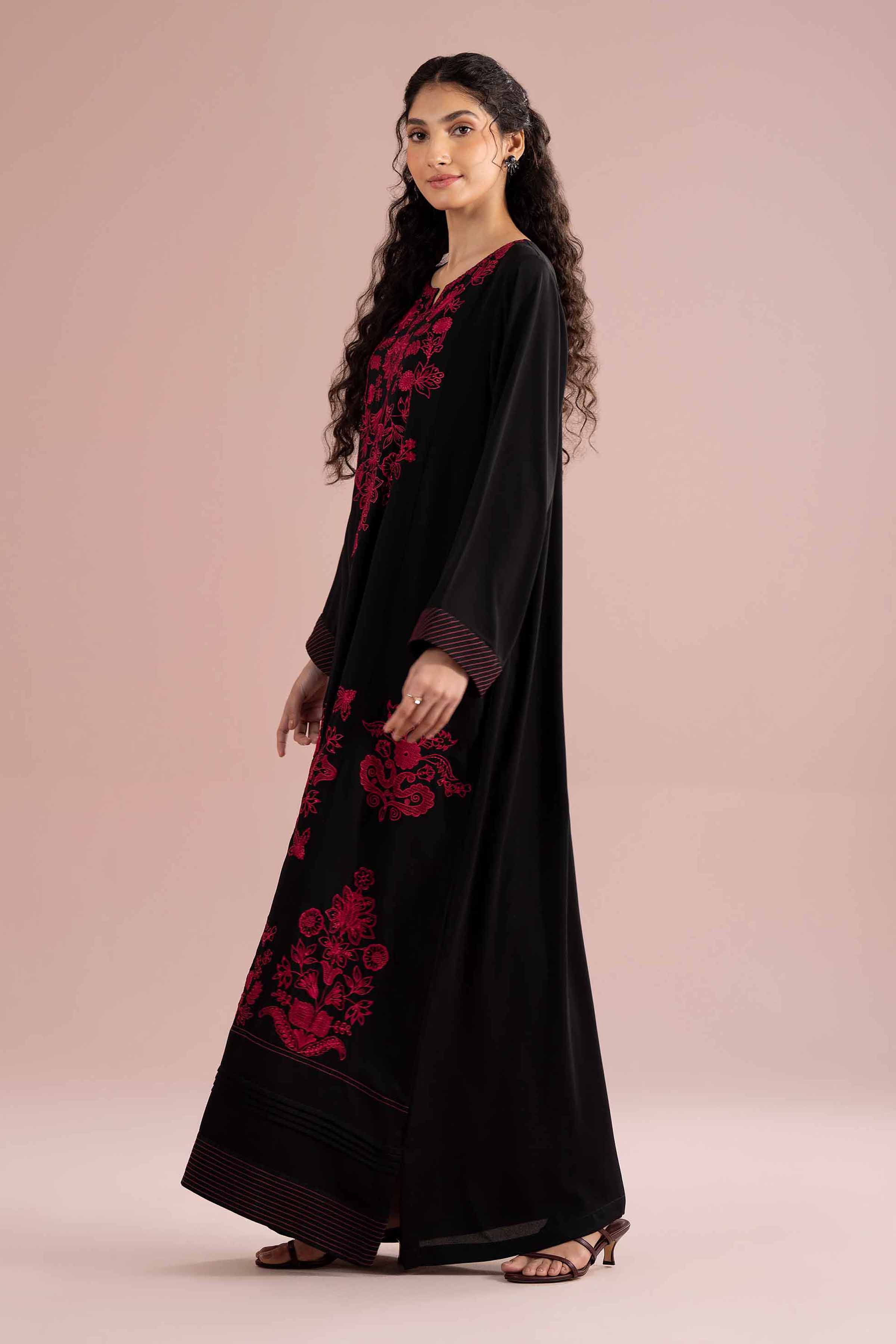 Nishat UK - Black Embroidered Georgette 1 Piece ready to wear Long Dress