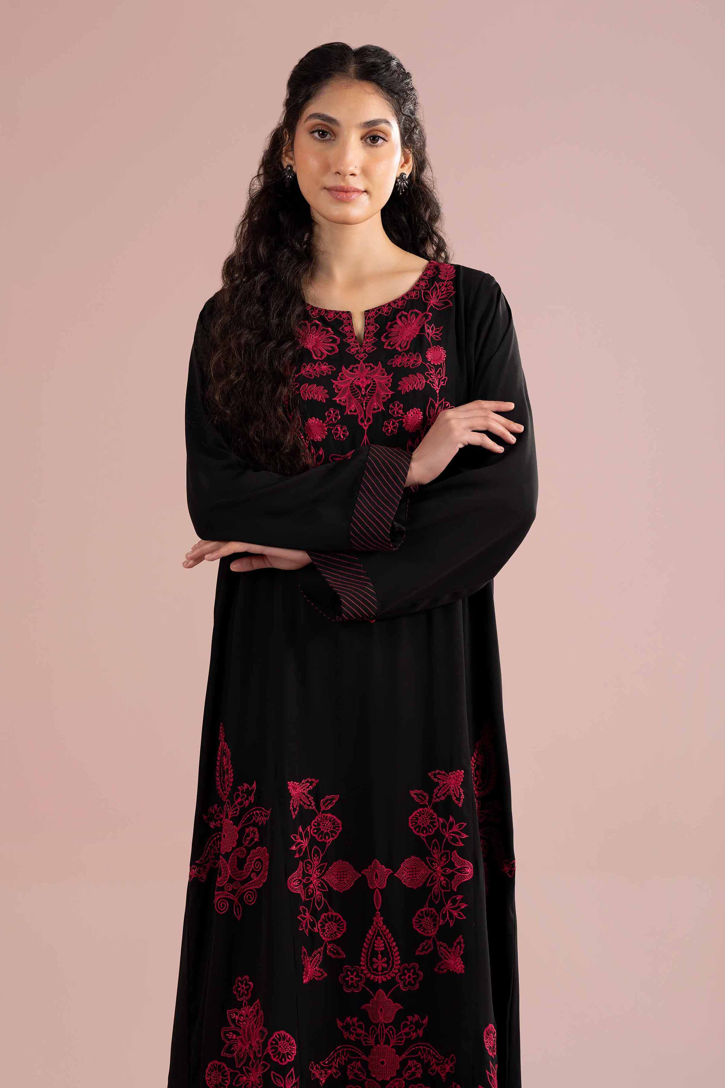 Nishat UK - Black Embroidered Georgette 1 Piece ready to wear Long Dress
