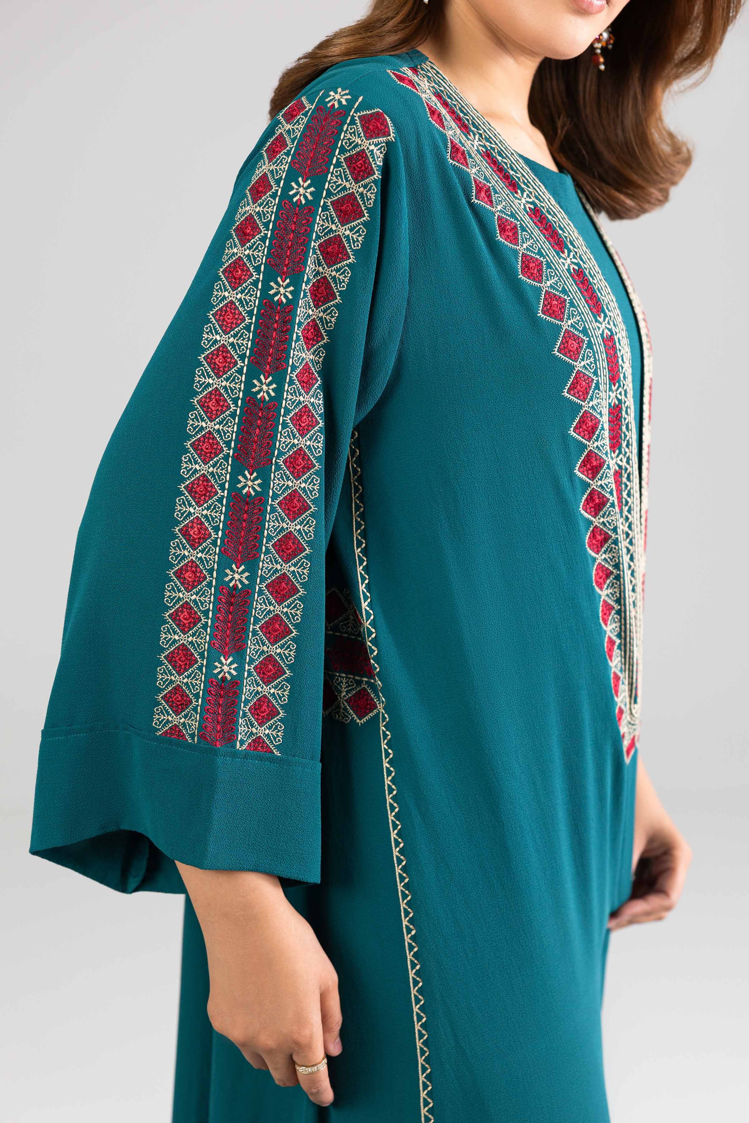 Nishat UK - Blue Embroidered Seer Sucker 2 Pieces ready to wear Long Dress
