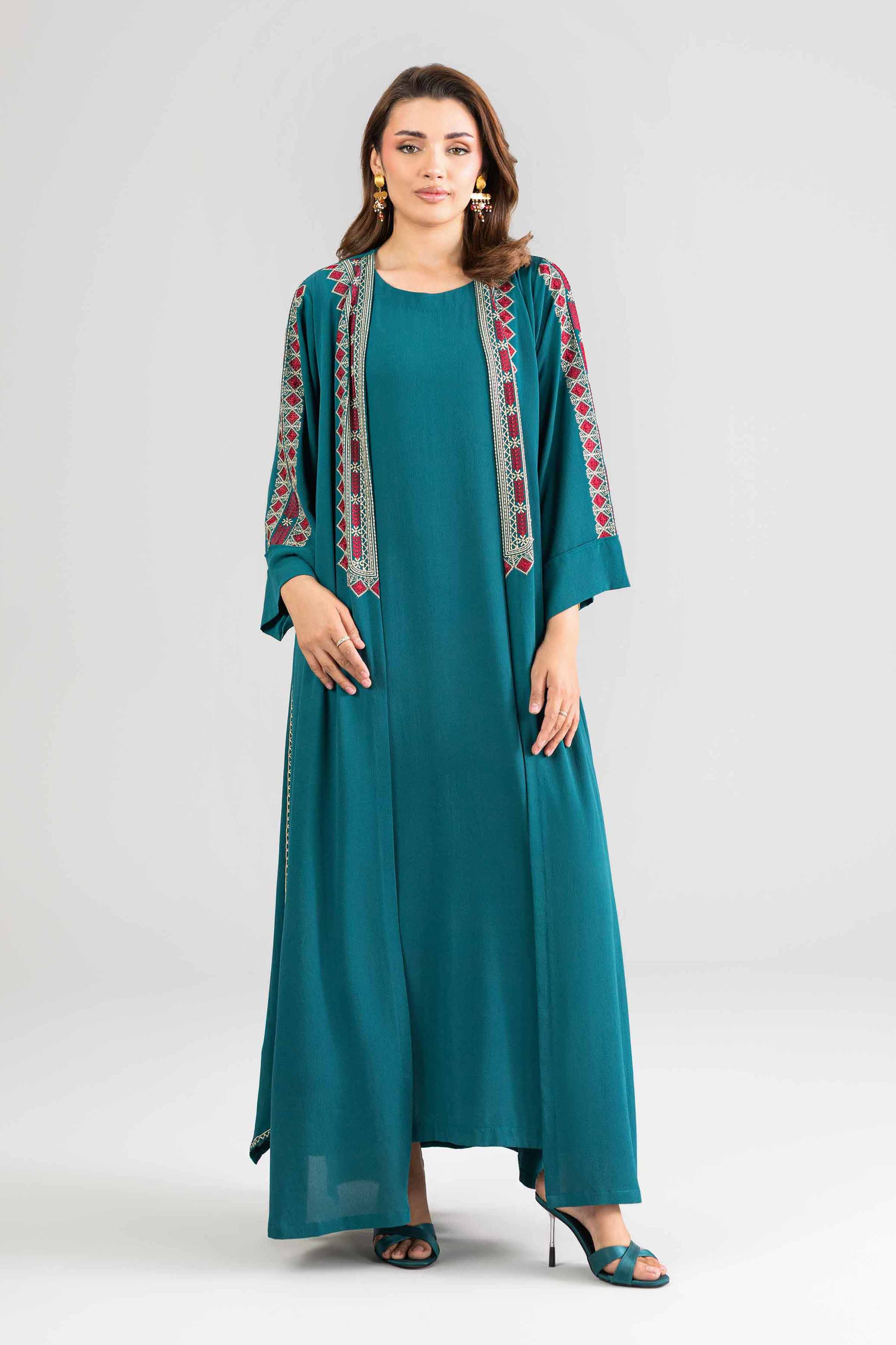 Nishat UK - Blue Embroidered Seer Sucker 2 Pieces ready to wear Long Dress