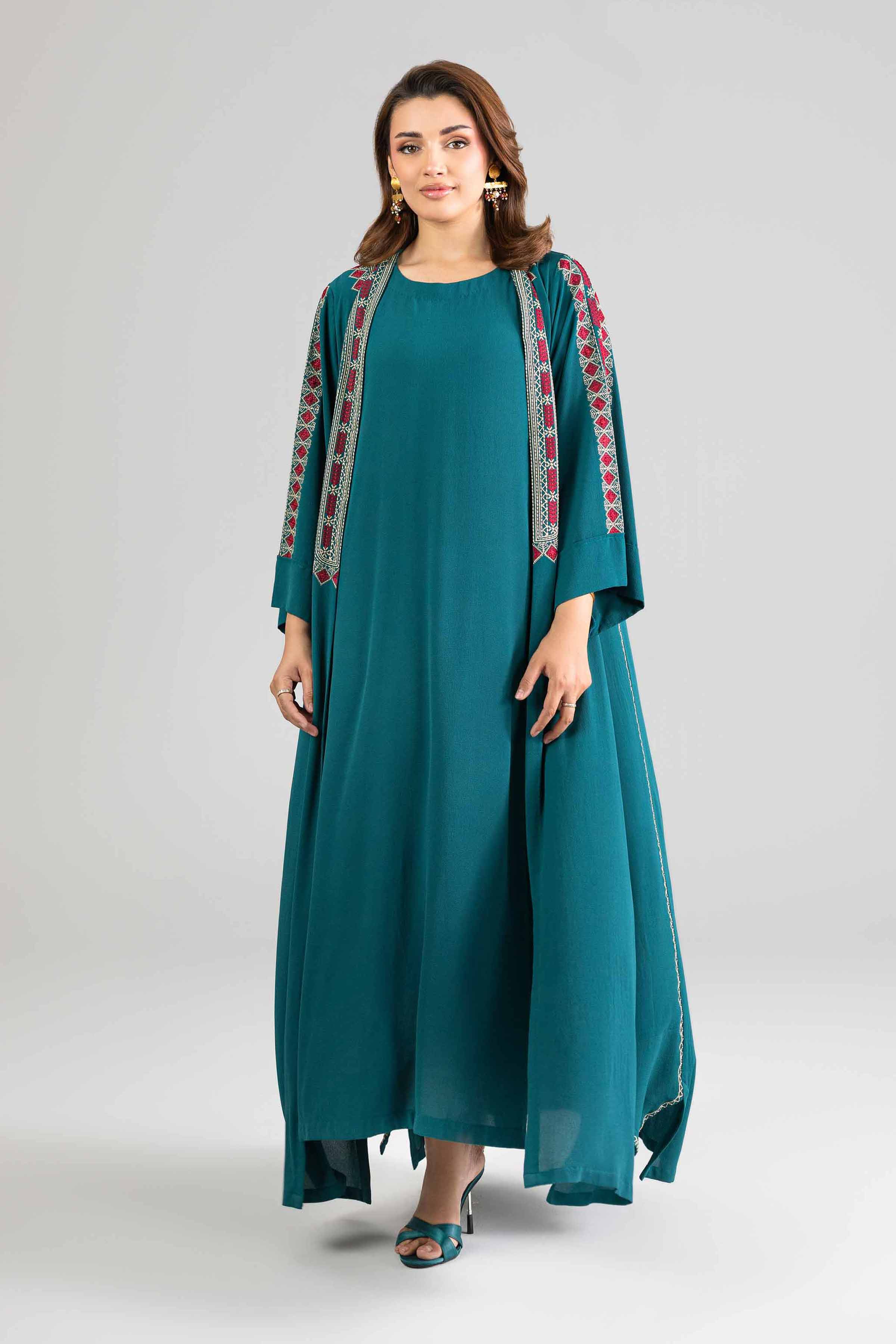 Nishat UK - Blue Embroidered Seer Sucker 2 Pieces ready to wear Long Dress