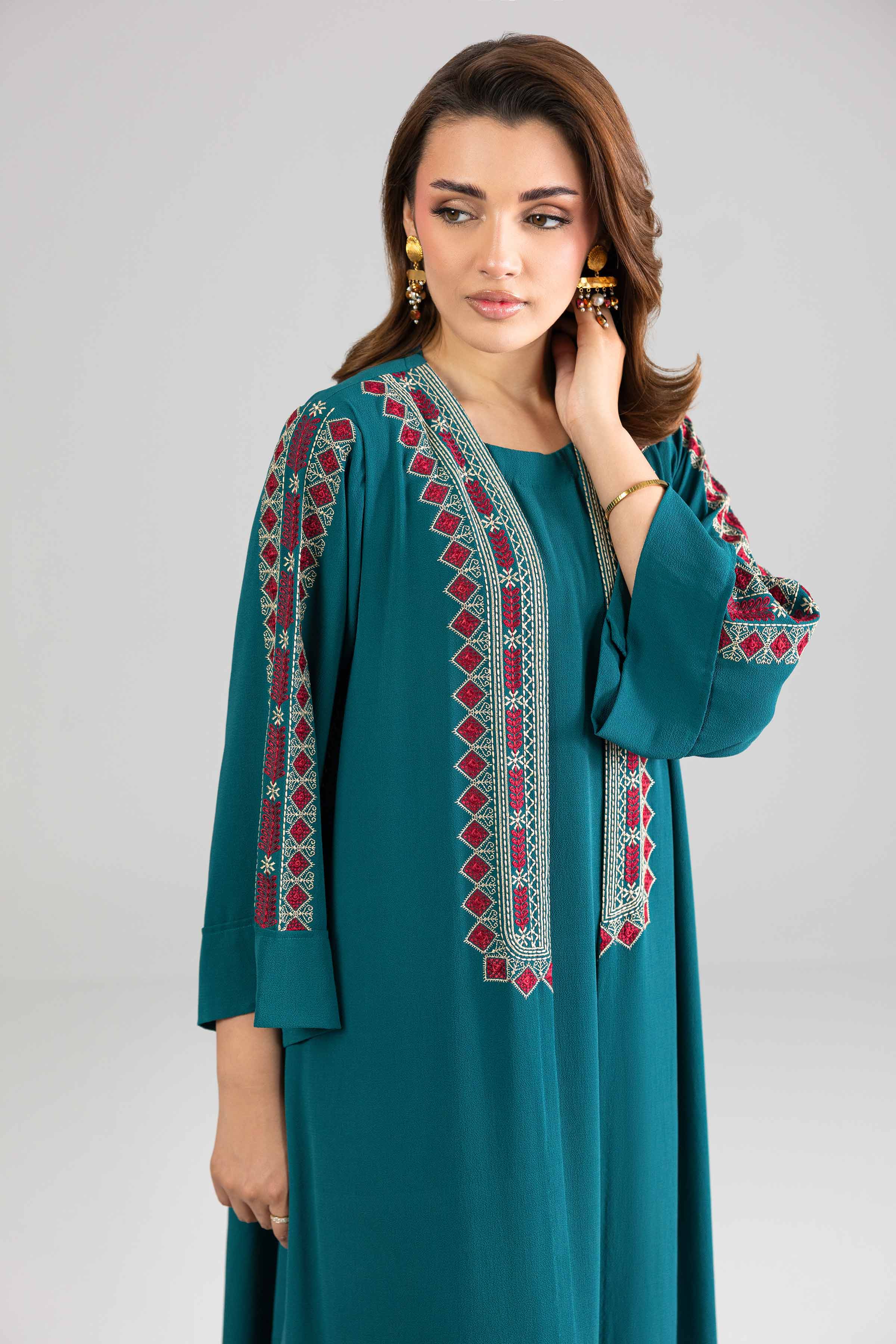 Nishat UK - Blue Embroidered Seer Sucker 2 Pieces ready to wear Long Dress