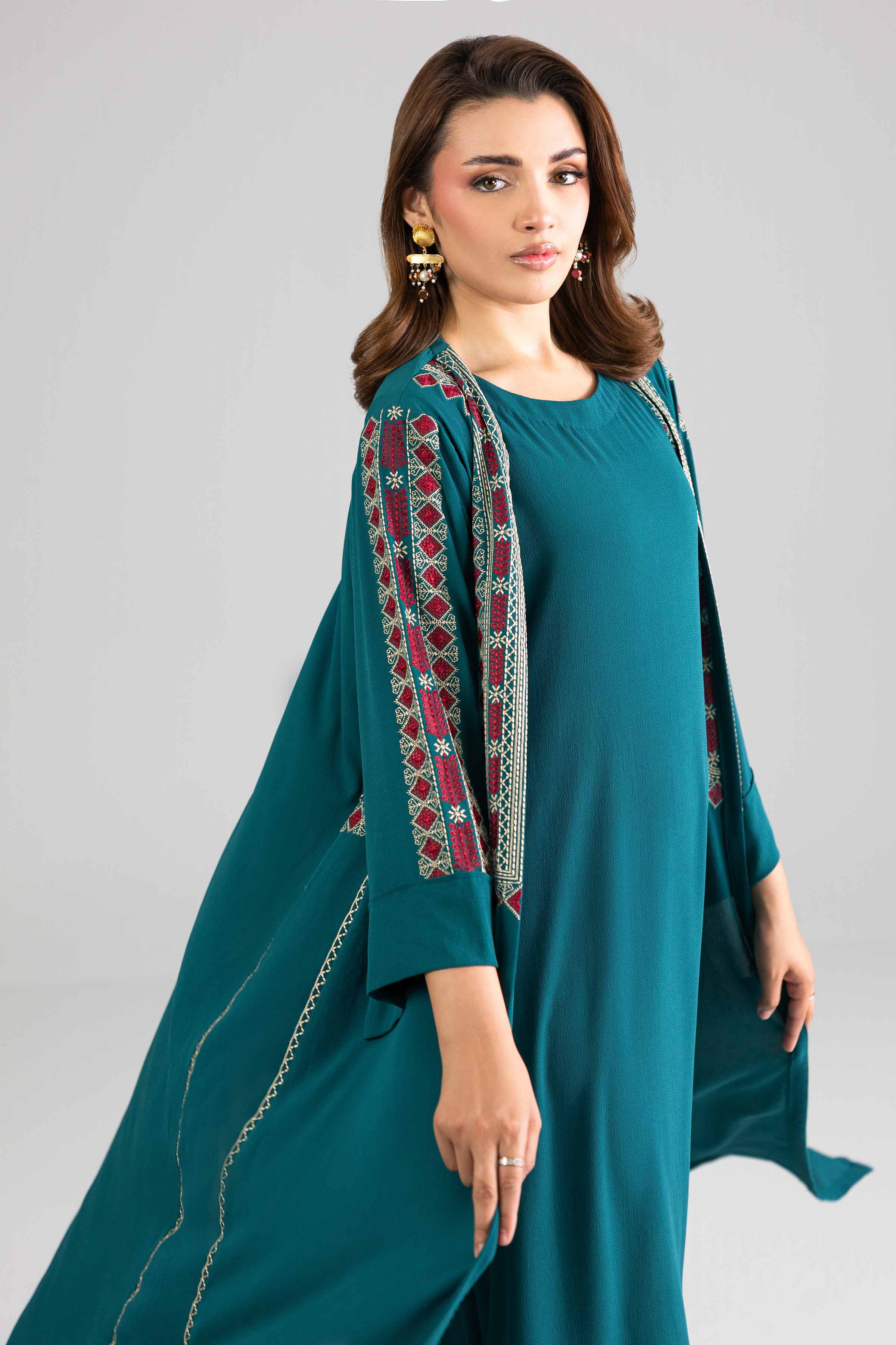 Nishat UK - Blue Embroidered Seer Sucker 2 Pieces ready to wear Long Dress