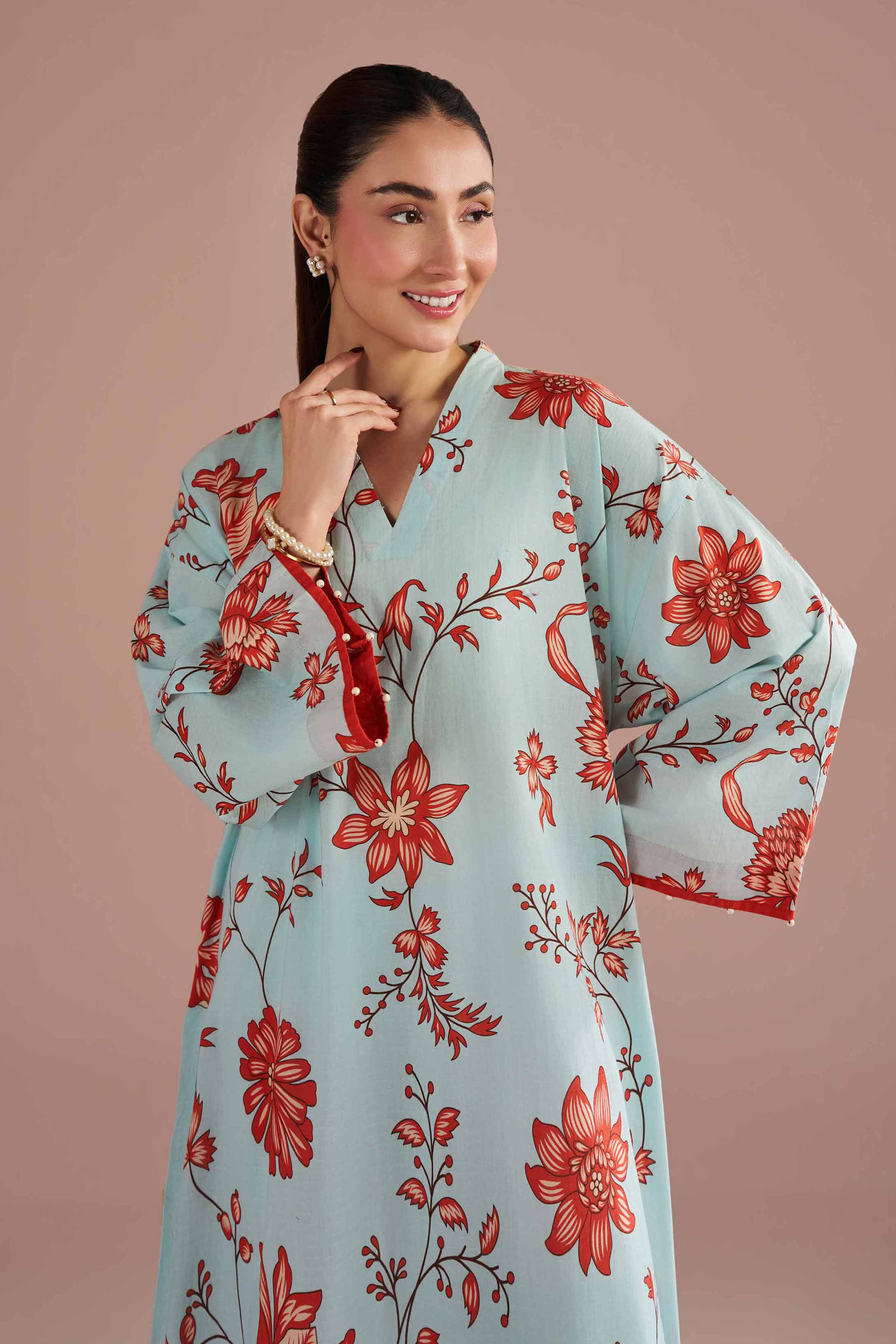 NishatUK - Blue Printed Seer Sucker 1-piece ready to wear dress