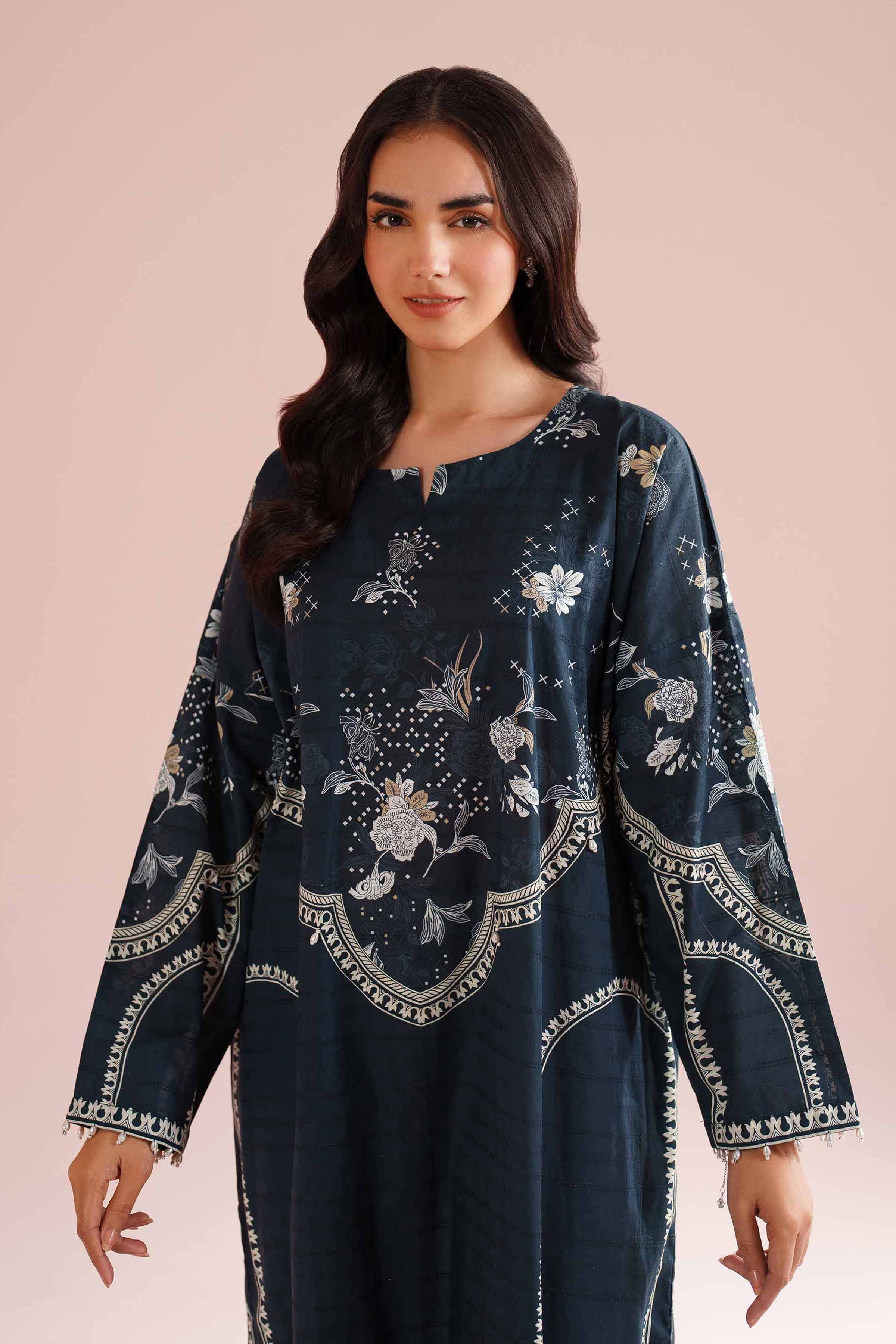 NishatUK - Blue Printed Lawn 1-piece ready to wear Shirt