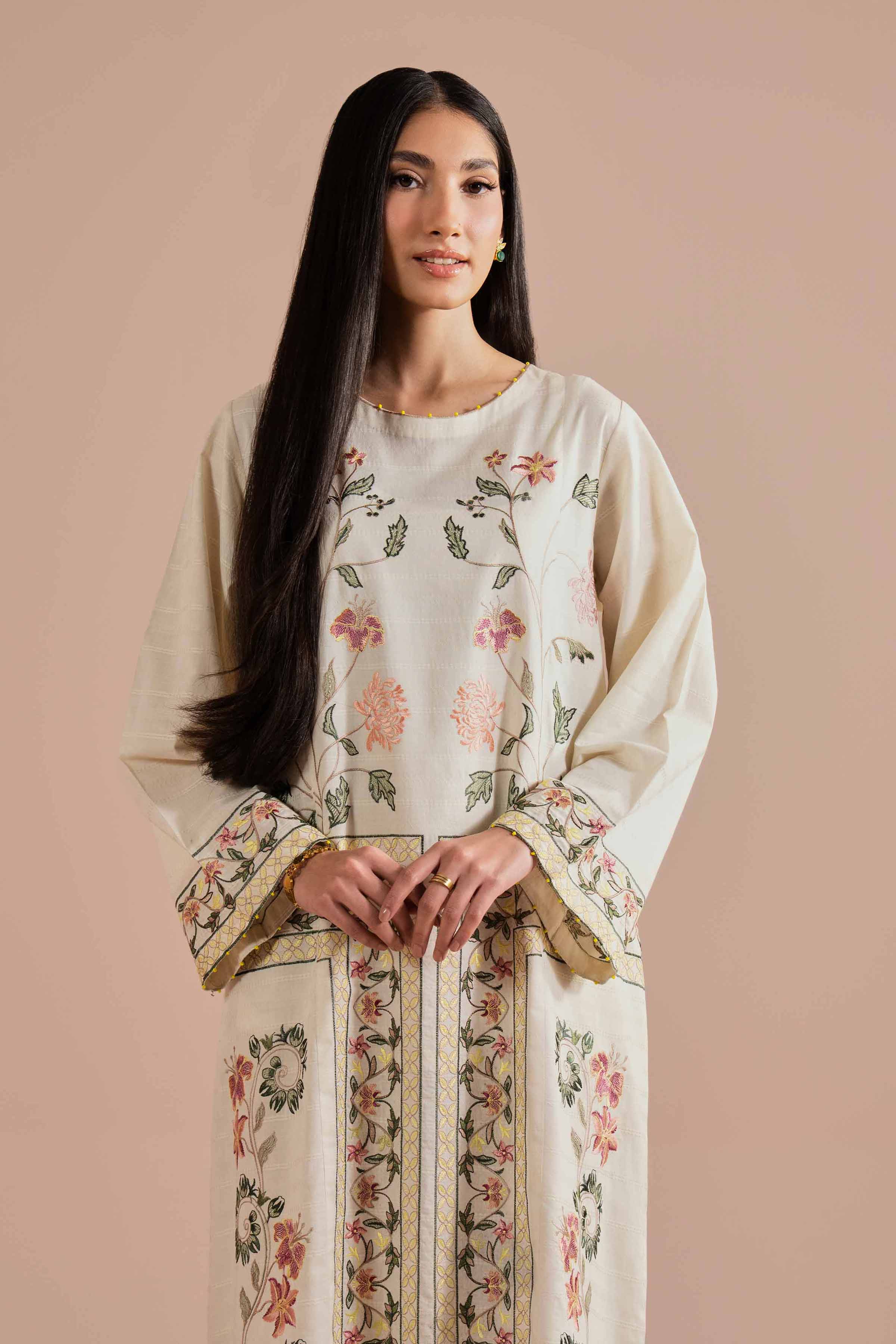 NishatUK - White Embroidered Lawn 1-piece ready to wear dress