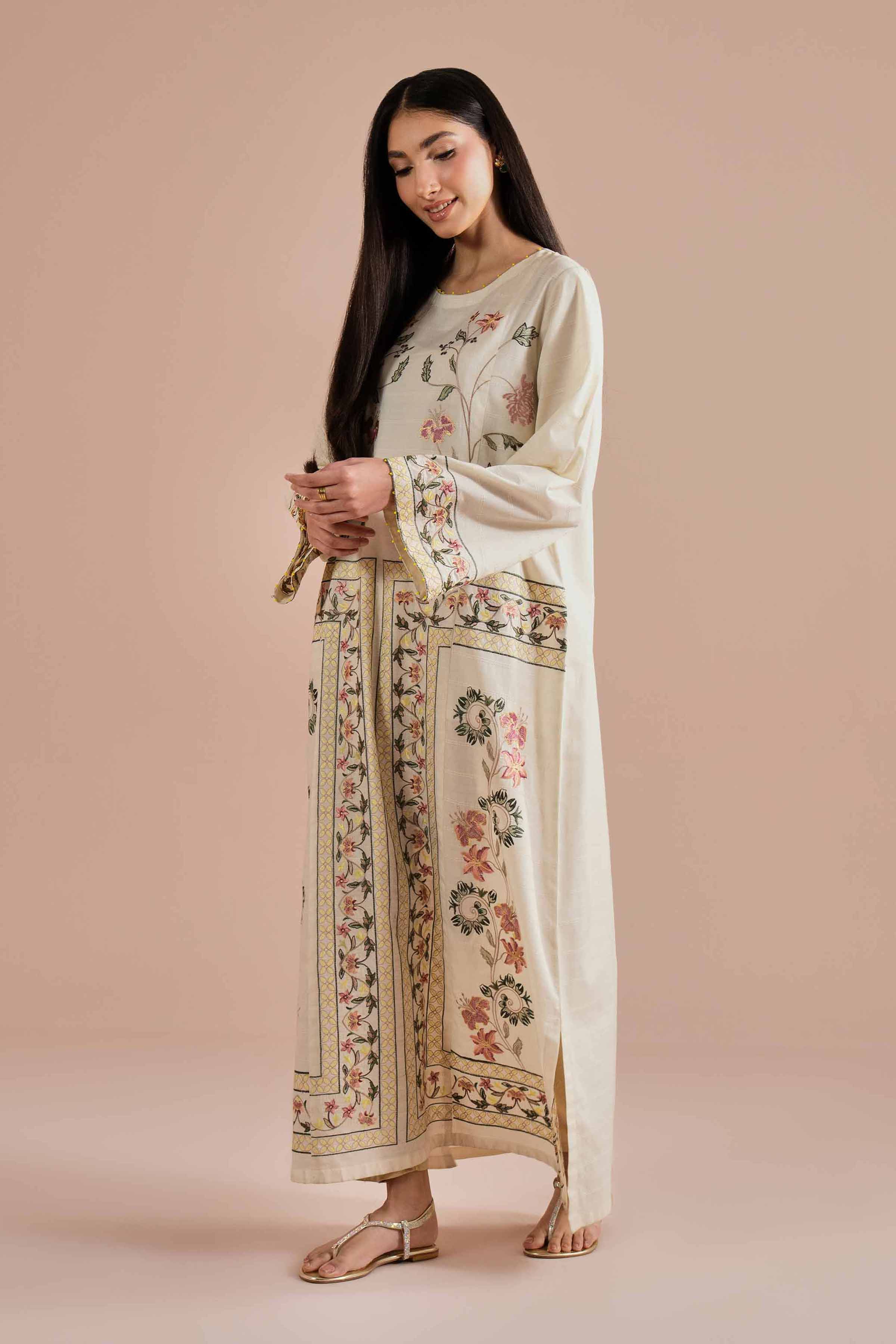 NishatUK - White Embroidered Lawn 1-piece ready to wear dress