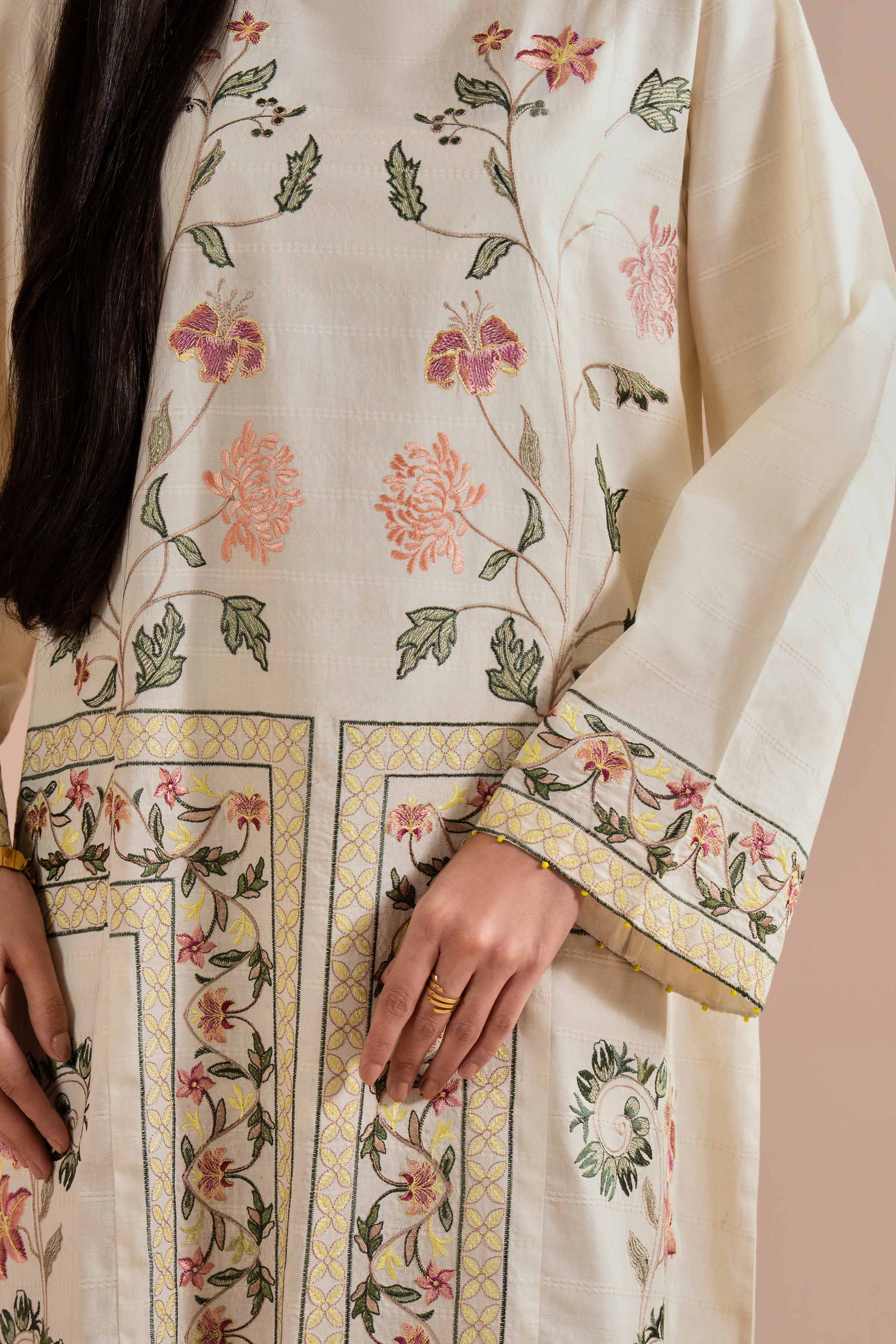 NishatUK - White Embroidered Lawn 1-piece ready to wear dress