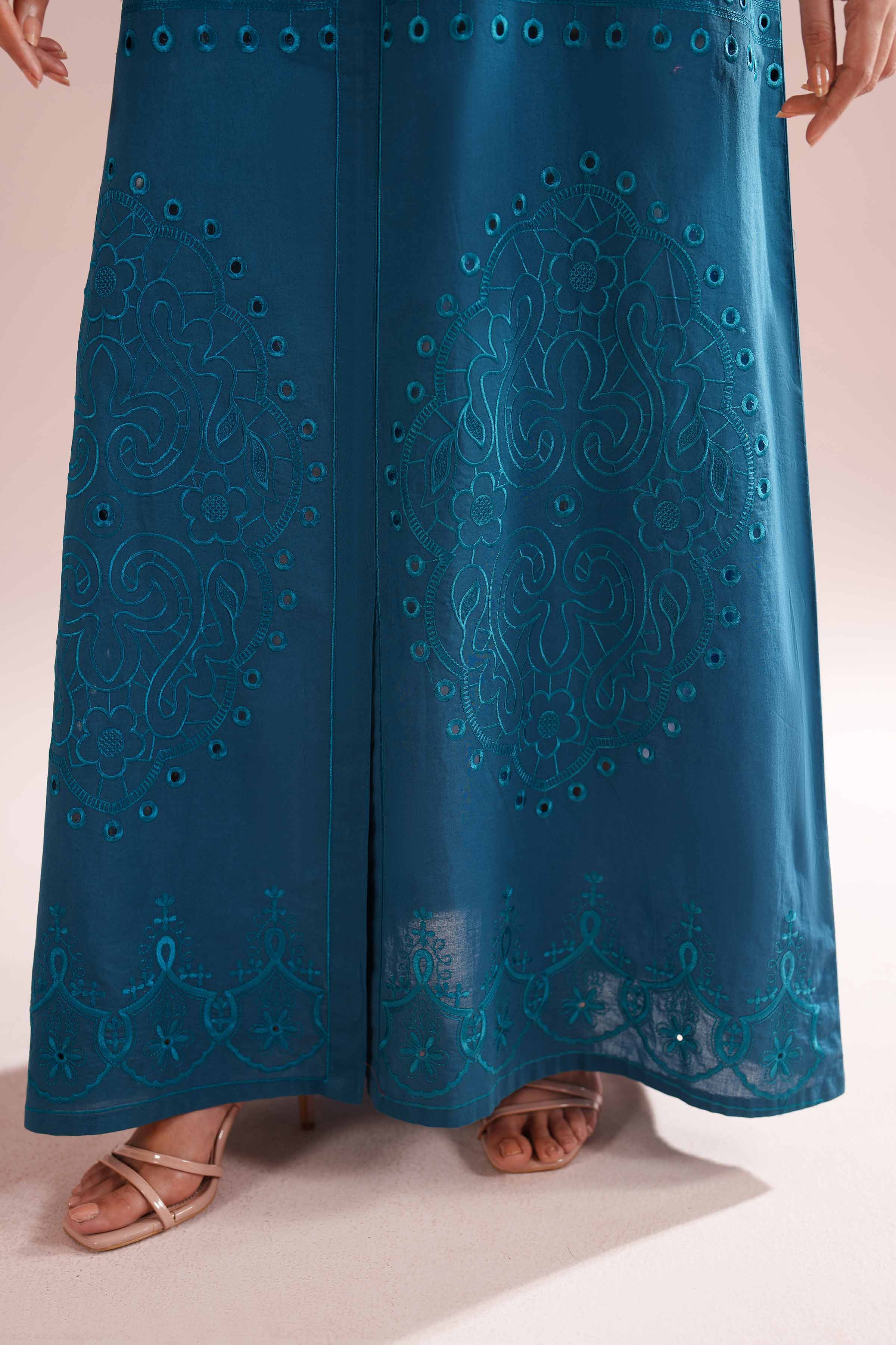 NishatUK - Blue Embroidered Cambric 1-piece ready to wear Dress
