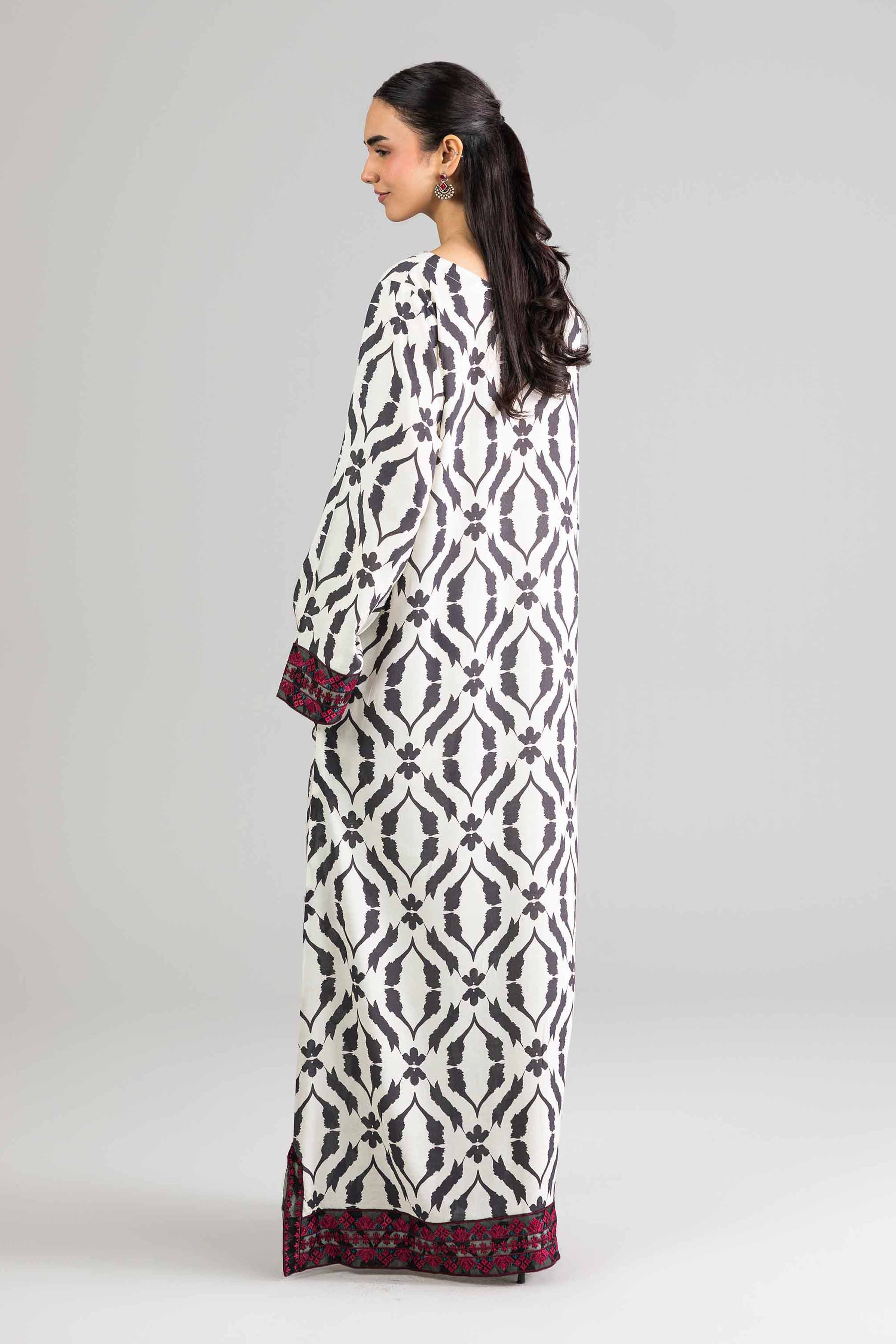 Nishat UK - Black Embroidered Dobby 1-piece ready to wear Long dress