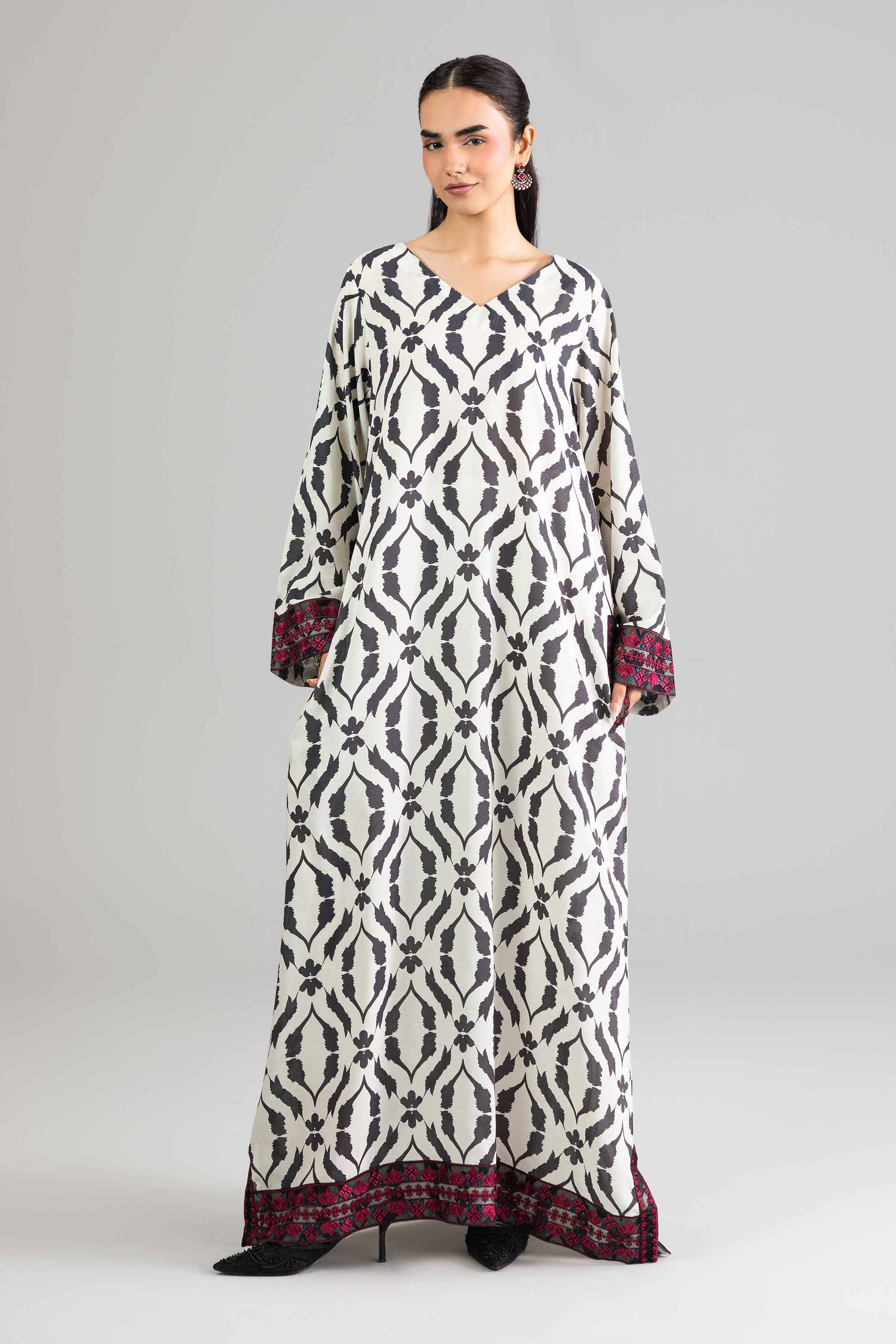 Nishat UK - Black Embroidered Dobby 1-piece ready to wear Long dress