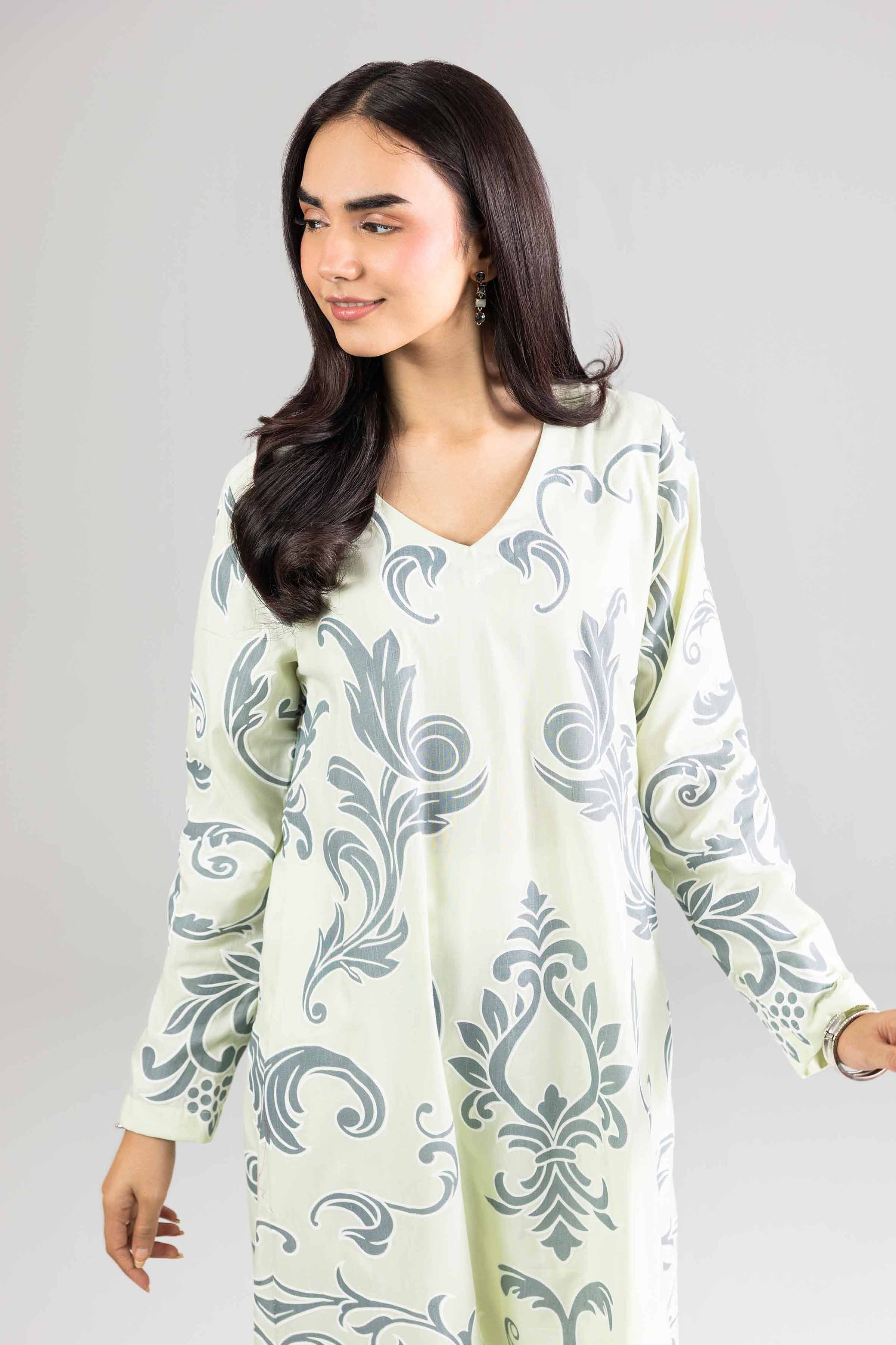 Nishat UK - Green Printed Silk 1-piece ready to wear Long dress